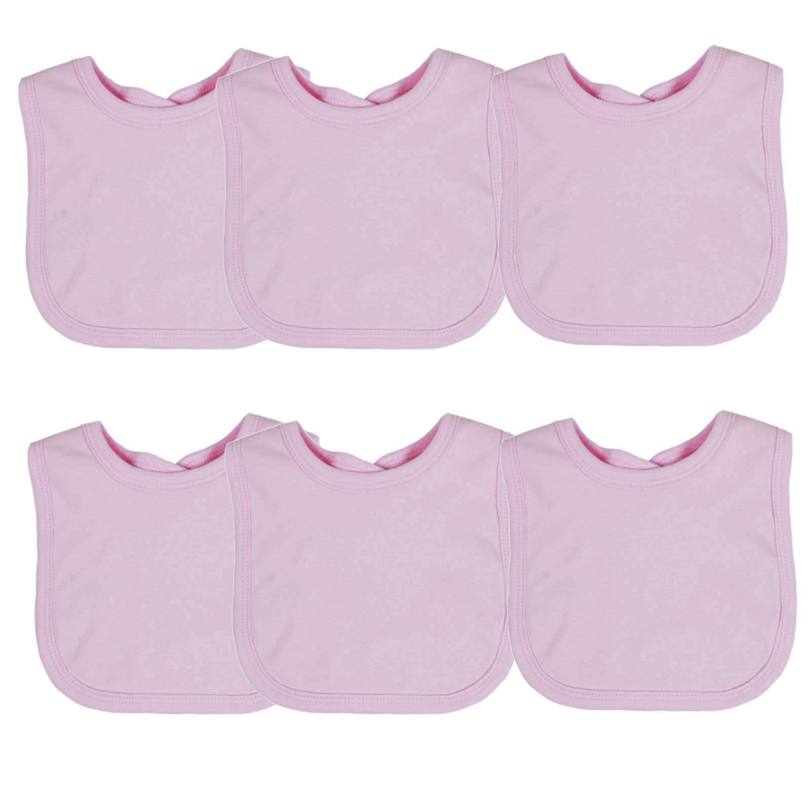 Baby Togs Men's Pink Baby Bibs Plain Cotton For Boy Or Girl, White Cream Blue Grey Black Navy, 3 Or 6 Pack, 6 Pack