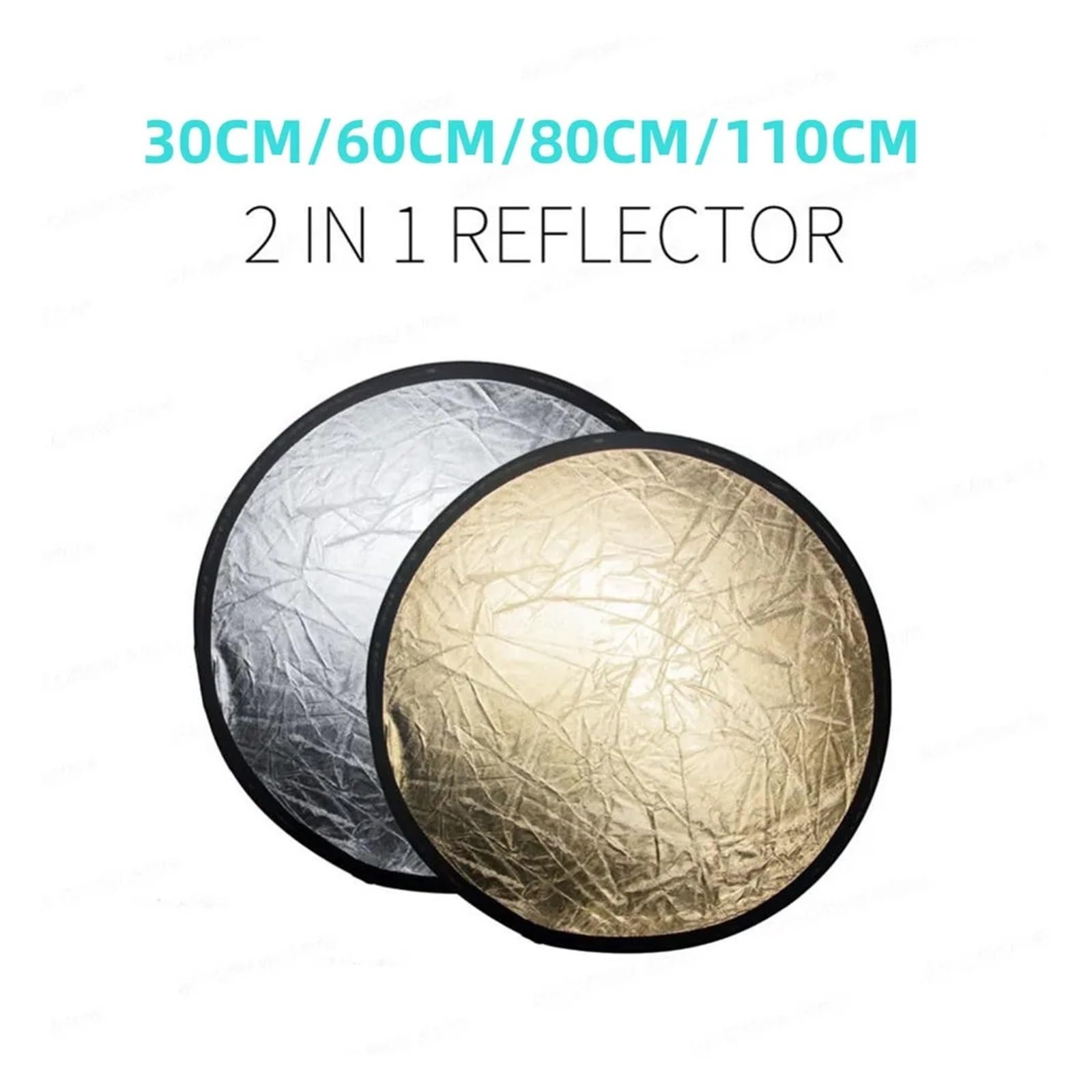 Reflector Plegable Reflector de Plata, Oro Blanco, portátil, Plegable, luz Suave, Redondo, fotografía for Estudio(Silver Gold -60CM)