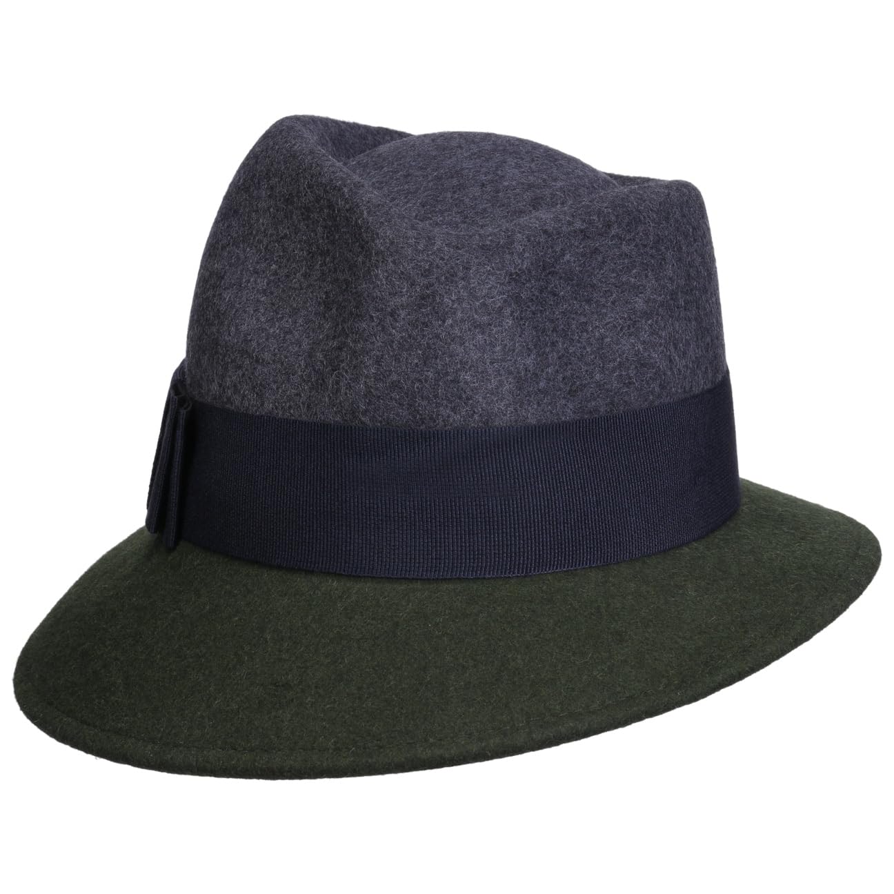 Lierys Asym Twotone Wool Felt Cloche Hat Elegant Made in Italy Women Grey-Olive