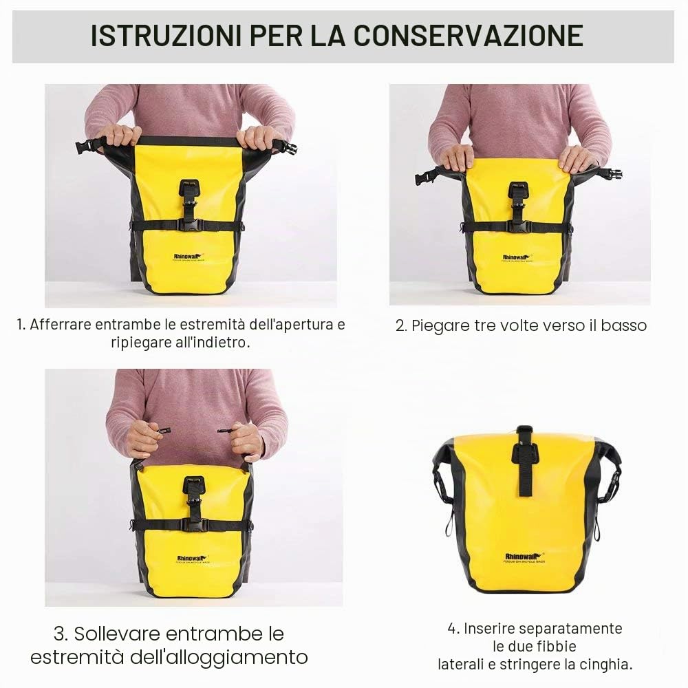 Rhinowalk Borsa da bicicletta impermeabile per portabagagli, portabagagli, tasche laterali, borsa da bicicletta, borsa posteriore