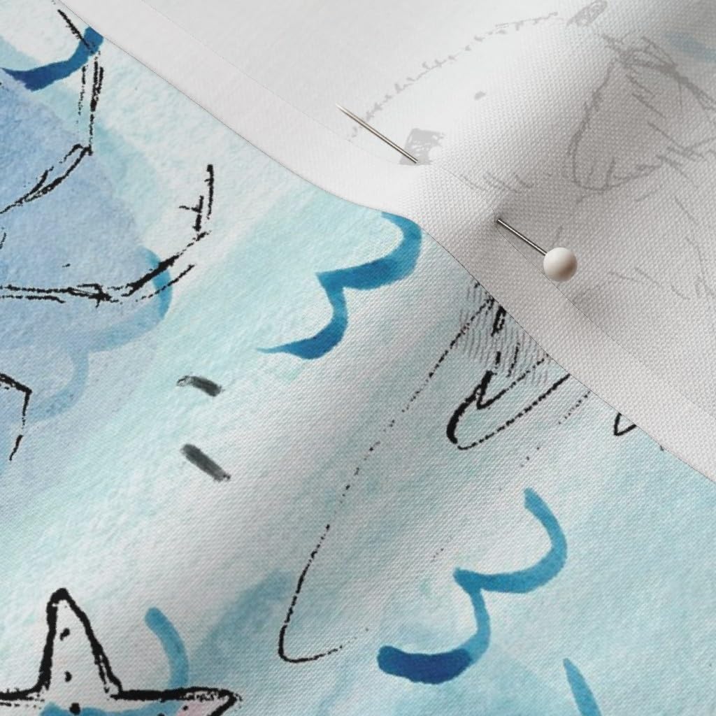 Spoonflower Fabric - Otters Blush Neutral Sea Watercolor Crab Coastal Otter Printed on Petal Signature Cotton Fabric Fat Quarter - Sewing Quilting Apparel Crafts Decor