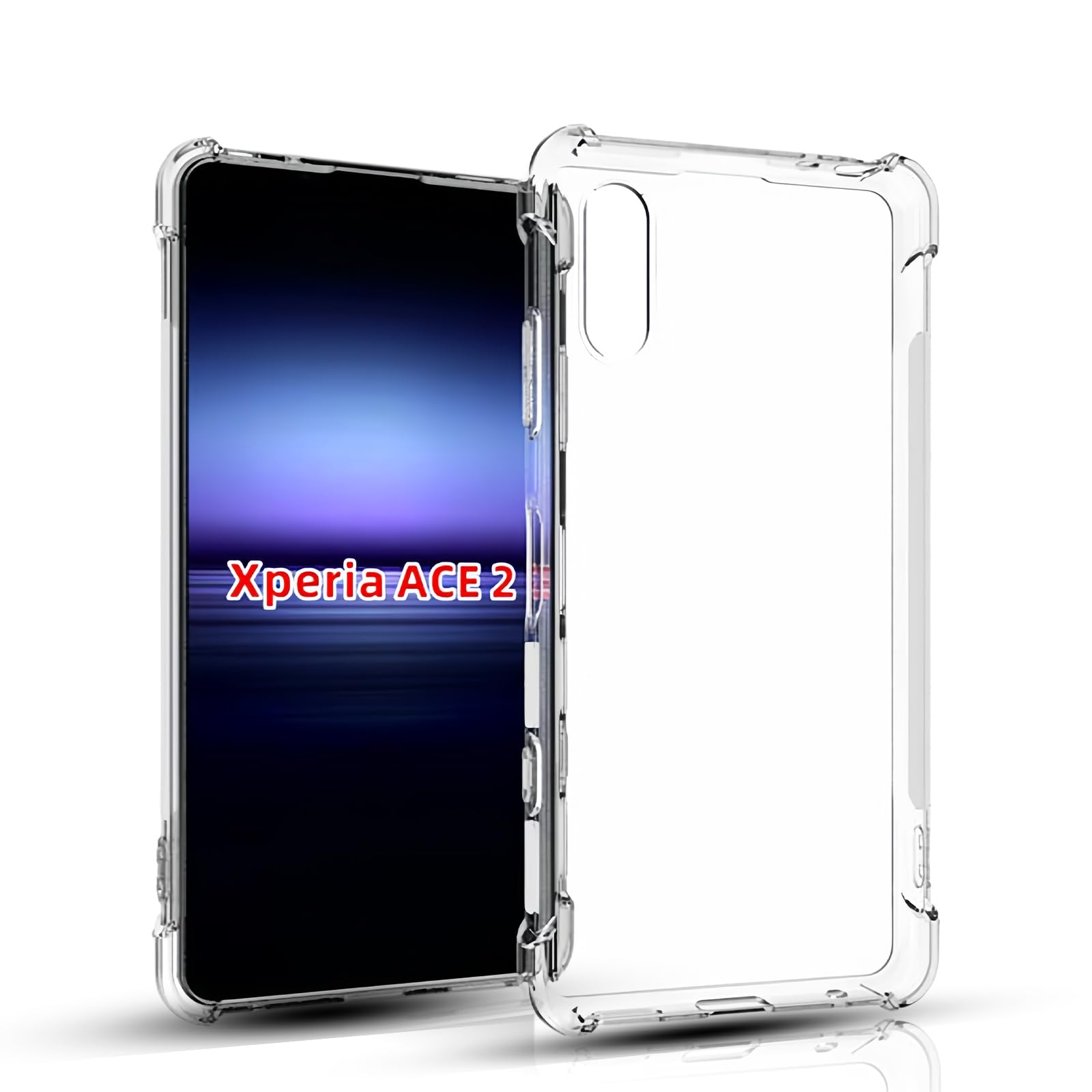 『全面保護』Sony Xperia Ace II SO-41B用のケース Xperia Ace II用の保護カバー 薄型 TPU材質 『四隅がエアクッション構造』 耐衝撃 薄型 軽量 指紋防止 取付簡単 黄変防止 適用エクスペリア Ace2 SO-41B