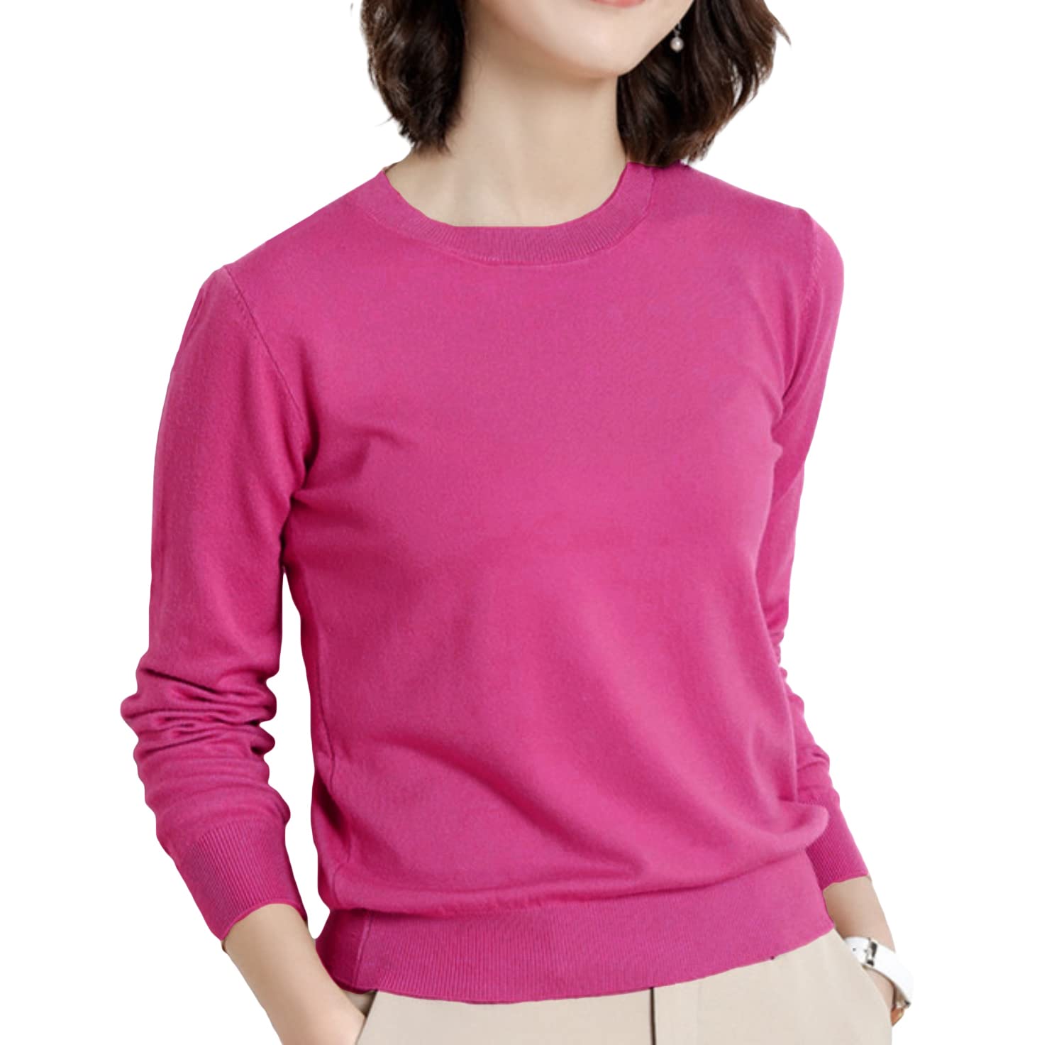 ALWAYS Women's Lightweight Sweaters - Long Sleeve Basic Casual Knit Fashion Sweater