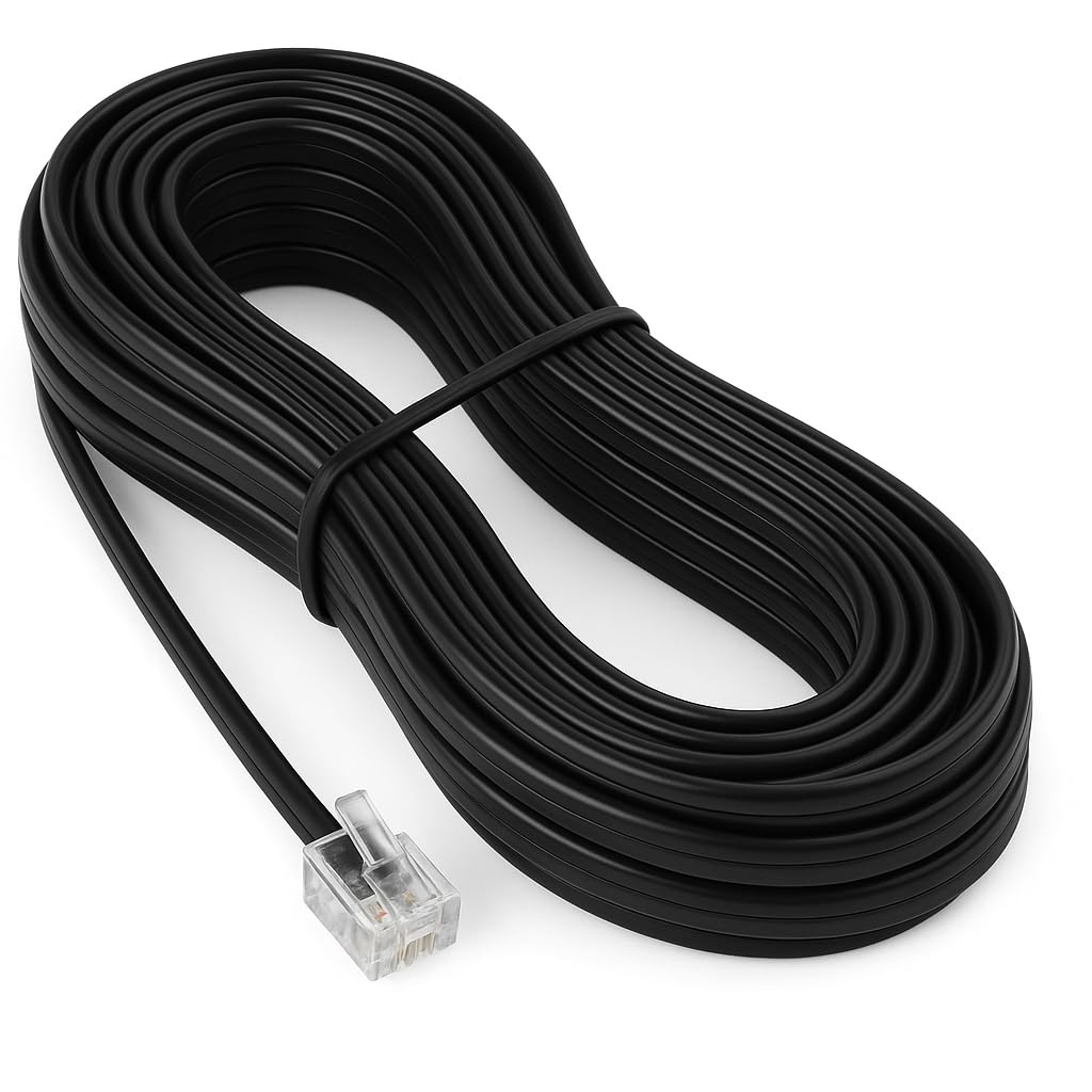 EXPERTRONICS Telephone Line Cord Telephone Extension Cord with RJ11 Connectors – Male to Male 2 Pin 1 Line for Landline Phone, Modem, Router or Fax Machine (5 Meter)-picture-31