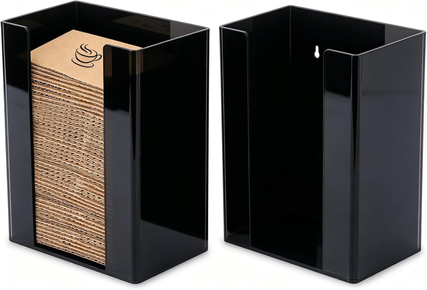2Pack Coffee Cup Sleeve Holder, Acrylic Cup Sleeve Organizer Black Vertical Sleeve Dispenser Coffee Station Accessories