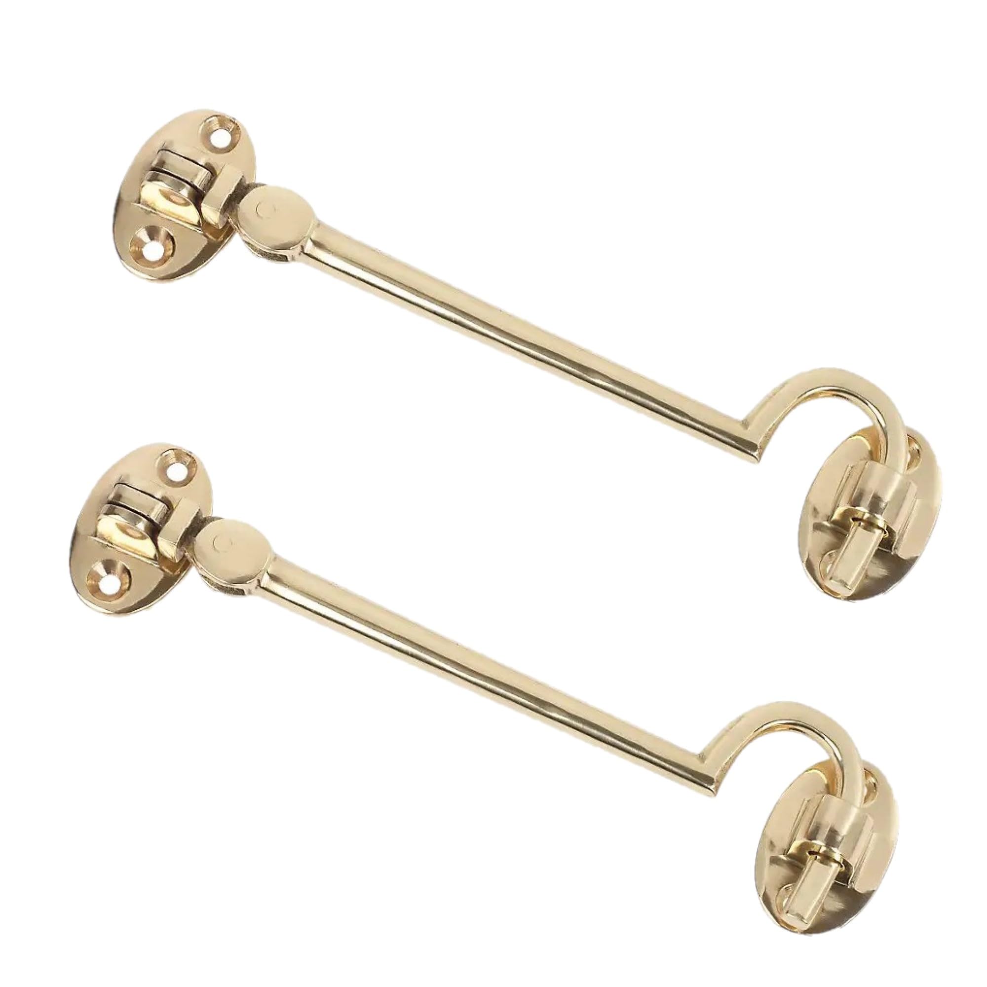 Manor 2 X Polished Brass Cabin Hook and Eye 152mm 6" Inches Silent Pattern