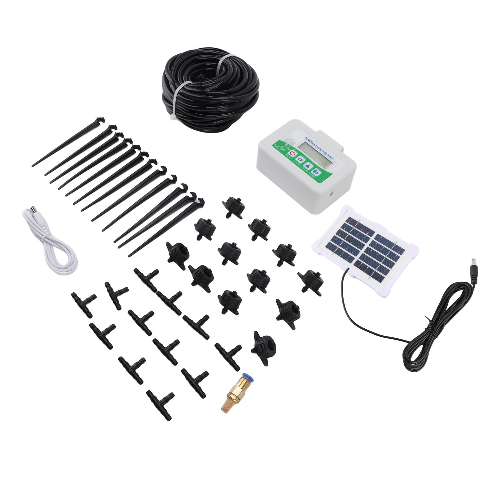 Tnfeeon Temporizador de Riego Inteligente, de Riego Automático con Energía Solar con Horario Programable, Control de Ahorro de Agua, Fácil Instalación para Agricultores de Invernaderos de Césped y