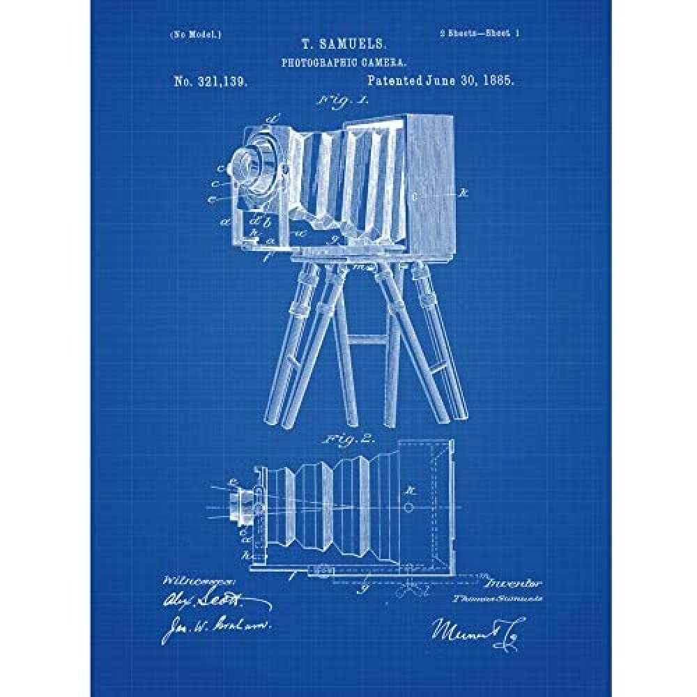 Wee Blue Coo Photographic Camera Blueprint Unframed Art Print Poster Wall Decor 12X16 Inch