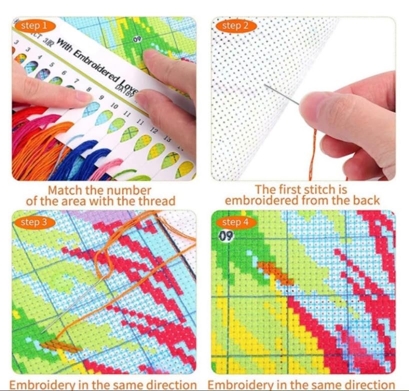 XFENDOUDOU Kreuzstich Set Süße Pinguine - 40x50cm Für Anfänger