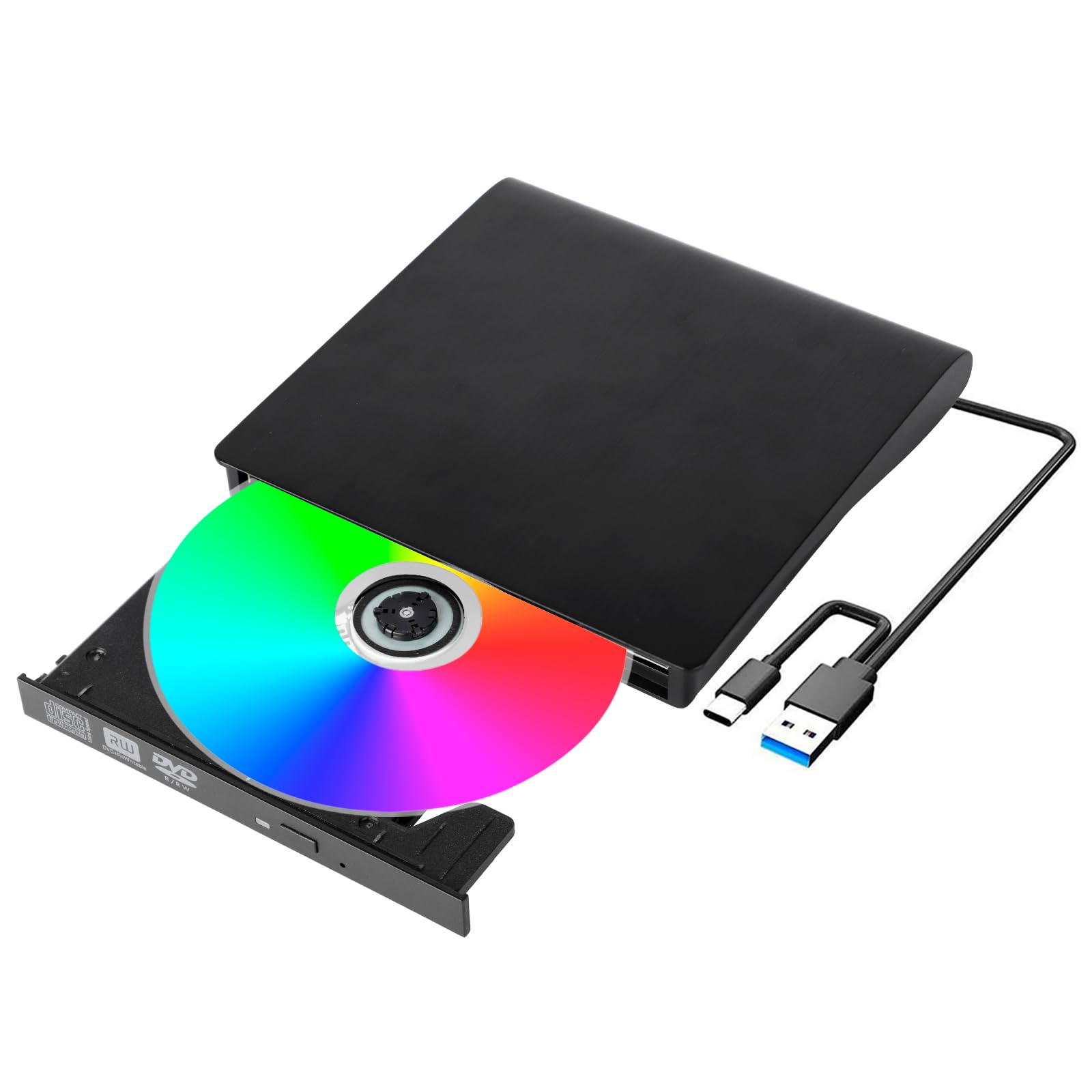 Lostrain External CD/DVD Drive for Laptop, USB 3.0 Type-C Portable