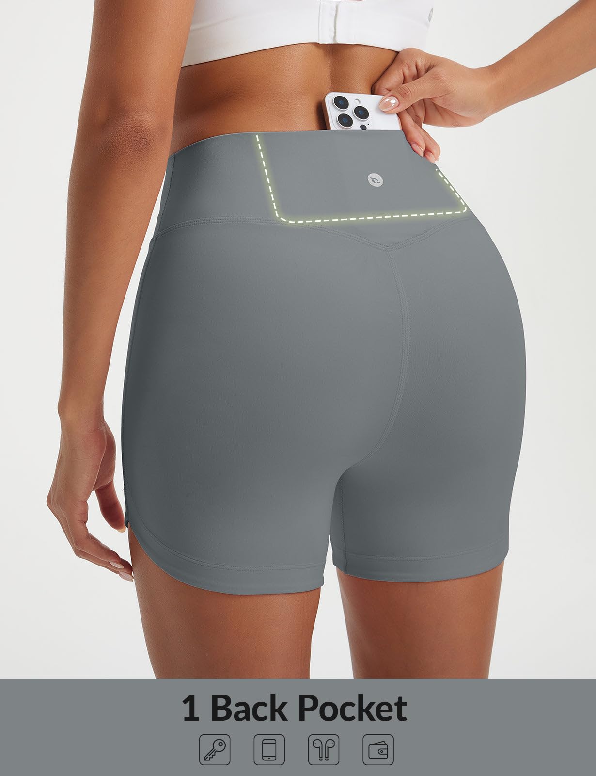 baleaf Damskie spodenki gimnastyczne 4,5", wysoka talia z kieszeniami, krótkie spodenki rowerowe, spodenki sportowe, legginsy do jogi