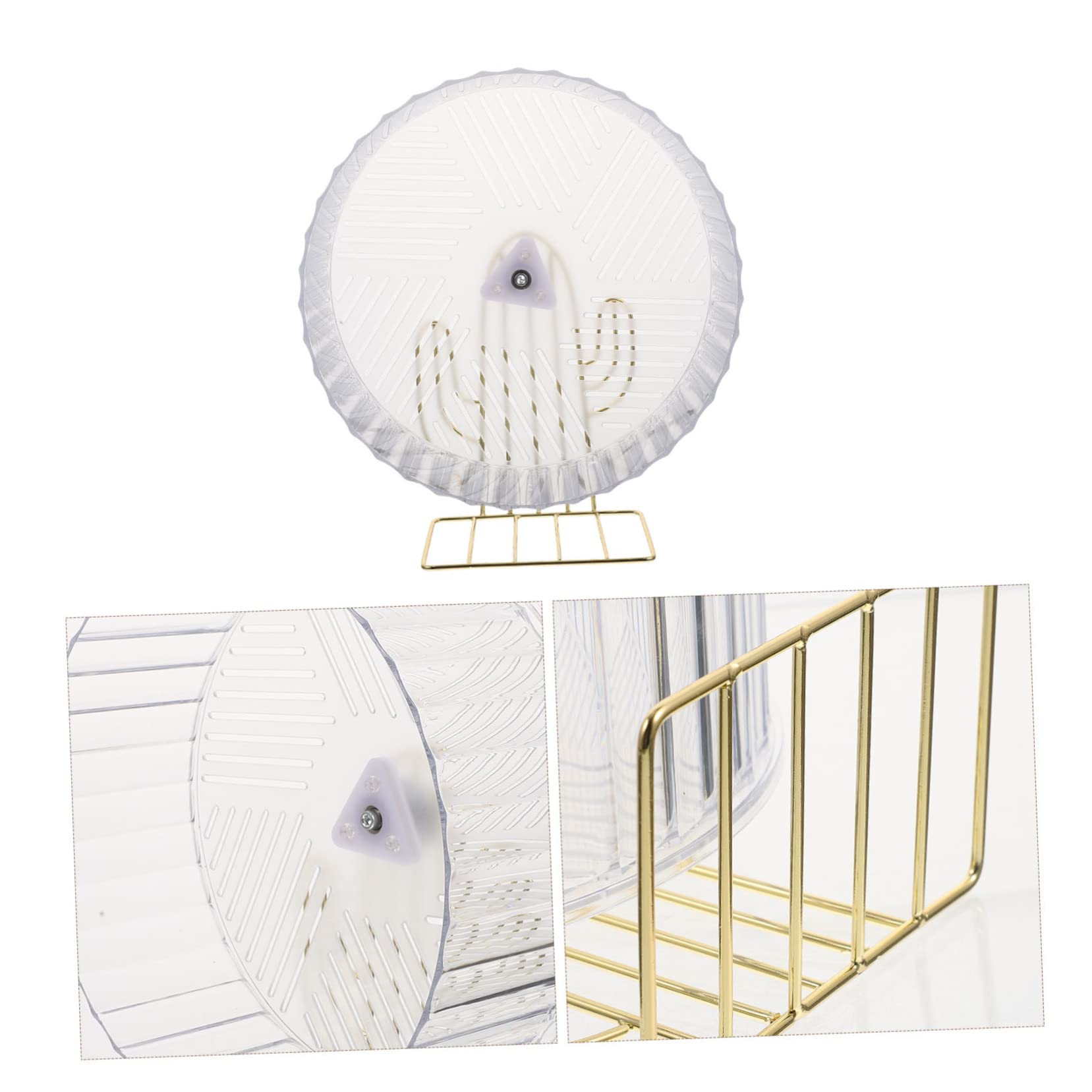 Rueda de Hámster con Soporte, Juguete de Ejercicio para Mascotas | Base de Aleación y Plástico, Uso en Jaula, para Erizo y Ratón Dorado, Diseño Adorable