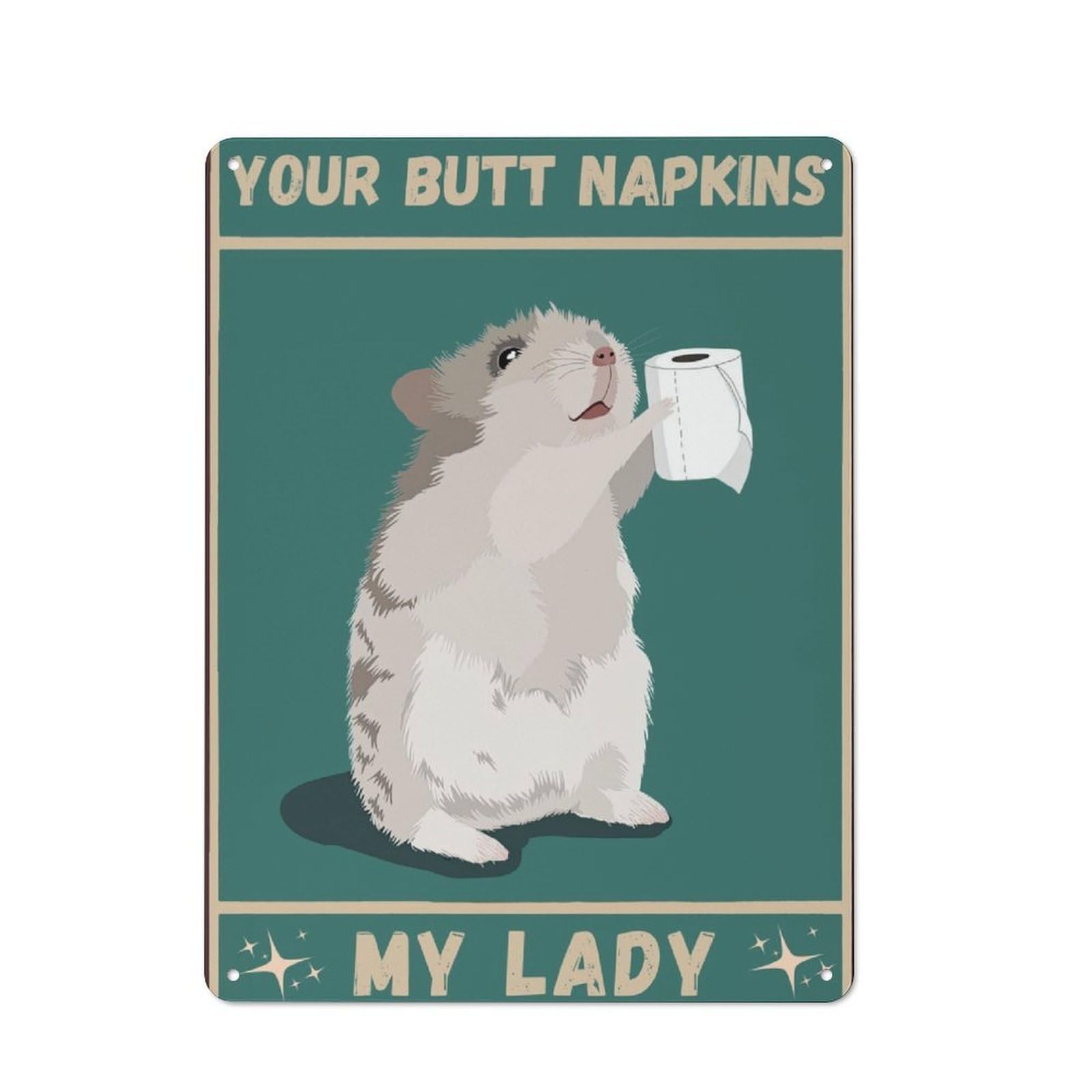 Junmoney Your Butt Napkins My Lady Tin Wall Sign With Design 40X30cm, Classic Kitchen Wall Decor For Restaurant, Kitchen, Counter Or Breakfast Nook