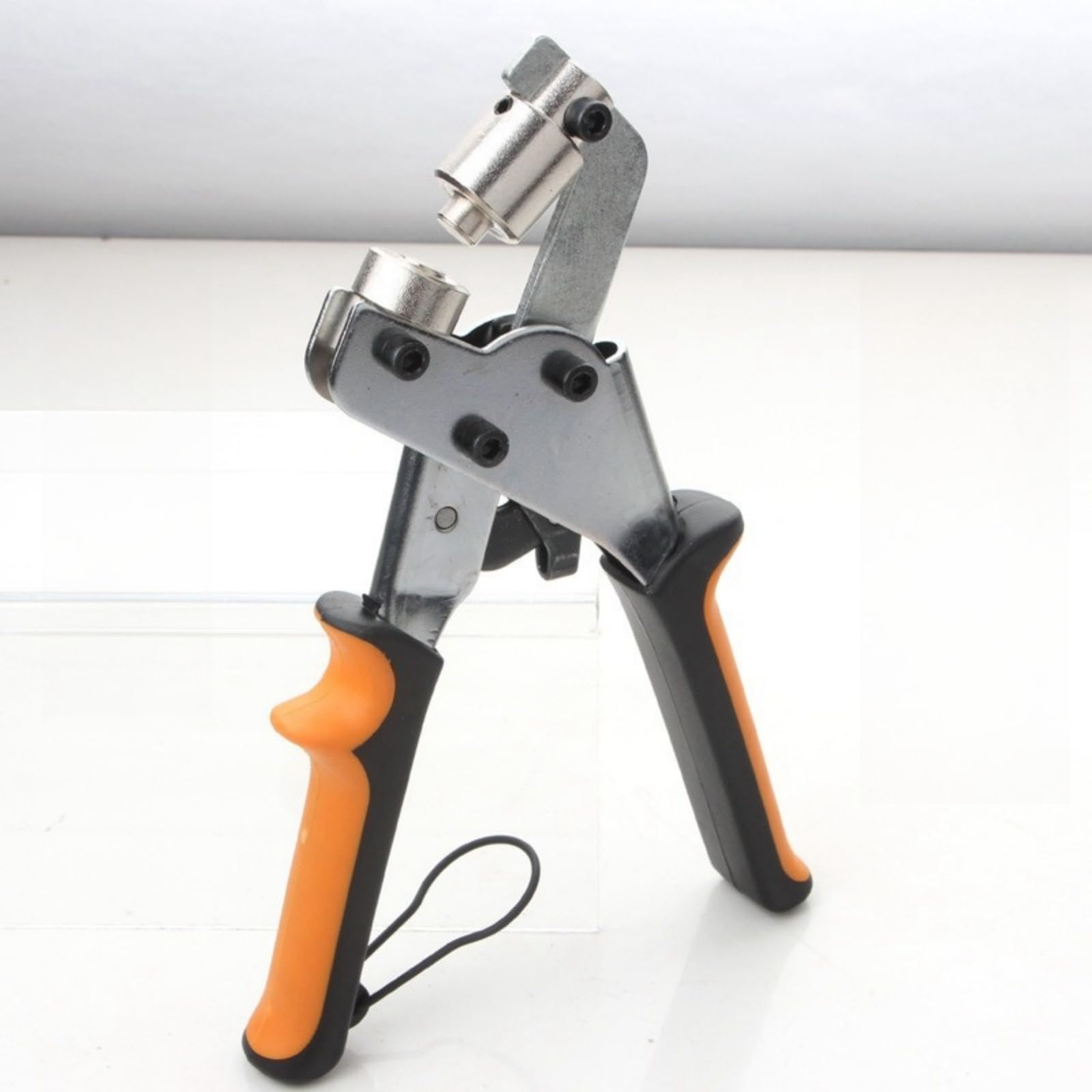 1 pinza professionale per occhielli con 100 occhielli inossidabili (Ø 10 mm), pressa magnetica in acciaio temprato per tessuti e teloni, punzonatura per occhielli e occhielli in metallo