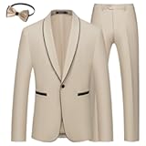 Mens 2 Pieces Tuxedo Shawl Lapel Slim Fit One Button Color Clashing Design Suit Wedding Blazer Jacket and Pants Set