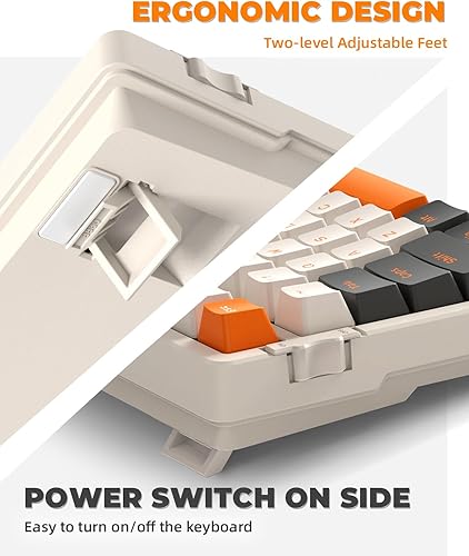 Miniatura 9 de MAGIC-REFINER Teclado mecánico inalámbrico RK96, modo dual 2.4GBT5.0 receptor 2 en 1, 100 teclas intercambiables en caliente, interruptores rojos