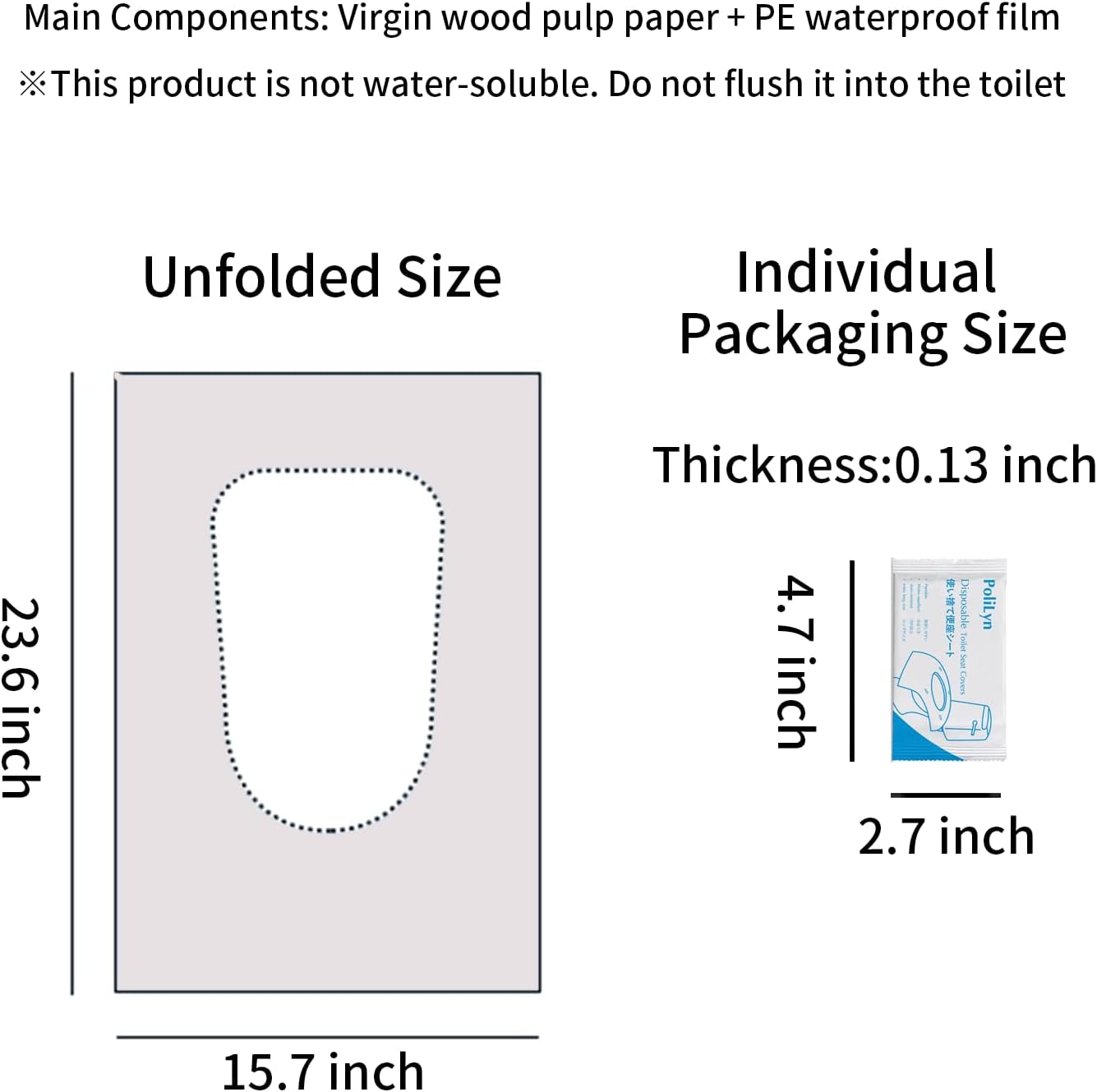 Disposable Toilet Seat Covers, 20 Pack,Waterproof Non-Slip Individually Wrapped, Portable Toilet Seat Liners for Travel, Camping, Airport, Public Restroom (20, White) image 2