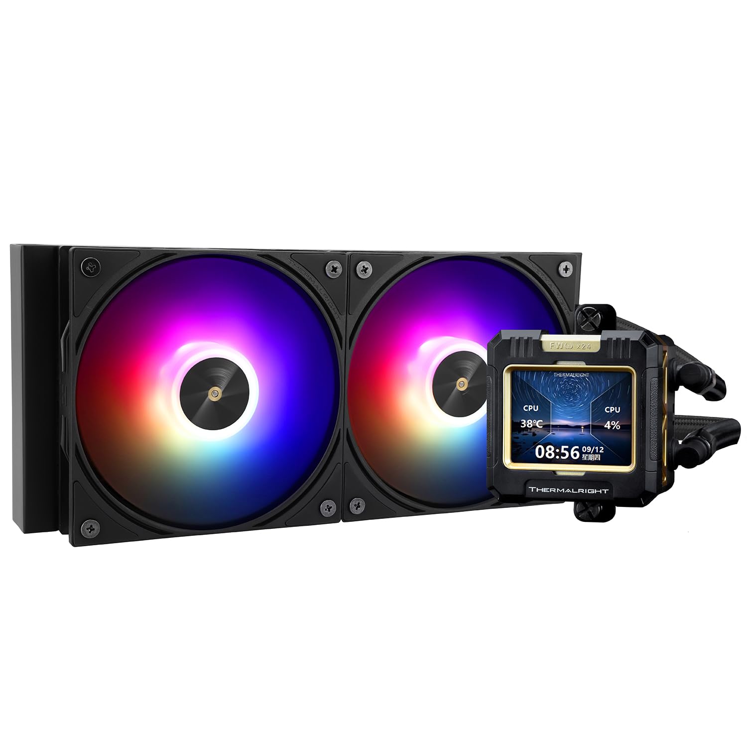 Thermalright Frozen Warframe 240 Schwarz ARGB CPU-Wasserkühlung, 240 AIO-Kühlung, IPS 320 * 240 Auflösung LCD-Bildschirm, flüssiger CPU-Kühler für AMD/Intel Flüssig-CPU-Kühler: LGA1700/AM4/AM5