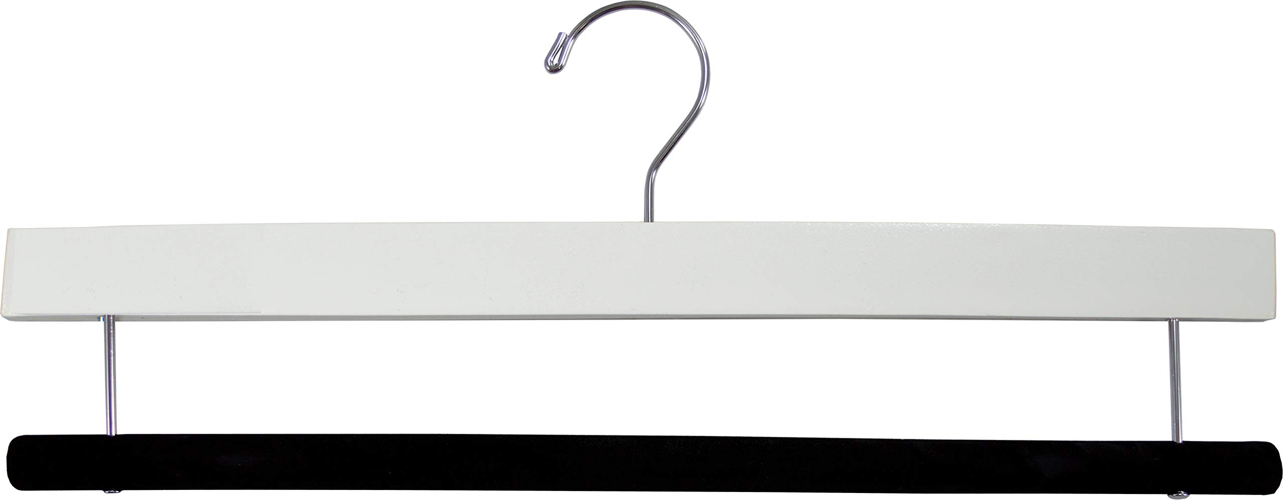 The Great American Hanger Company Extra Long Wooden Pants Hanger with Flocked Velvet Bar, 16 inch Big Wood Bottoms Hangers (10, White)