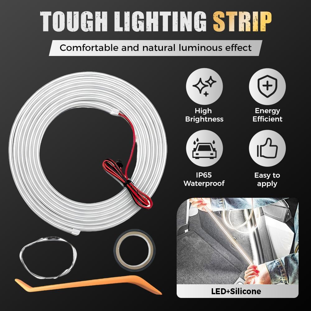 hoehew Upgrade Dynamic Flowing Car Trunk Light Strip, 2025 Universal Trunk Led Lighting Strip, Cuttable Neon Light Strip Embedded, Hood Lights Strip for Cars Suvs Trucks (Purple, Flowing 4m/157in)