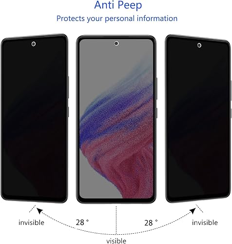 Miniatura 5 de YIFNTANG - Protector de pantalla de privacidad de vidrio templado para Samsung Galaxy A53 5G, antihuellas dactilares, dureza 9H, antiespía