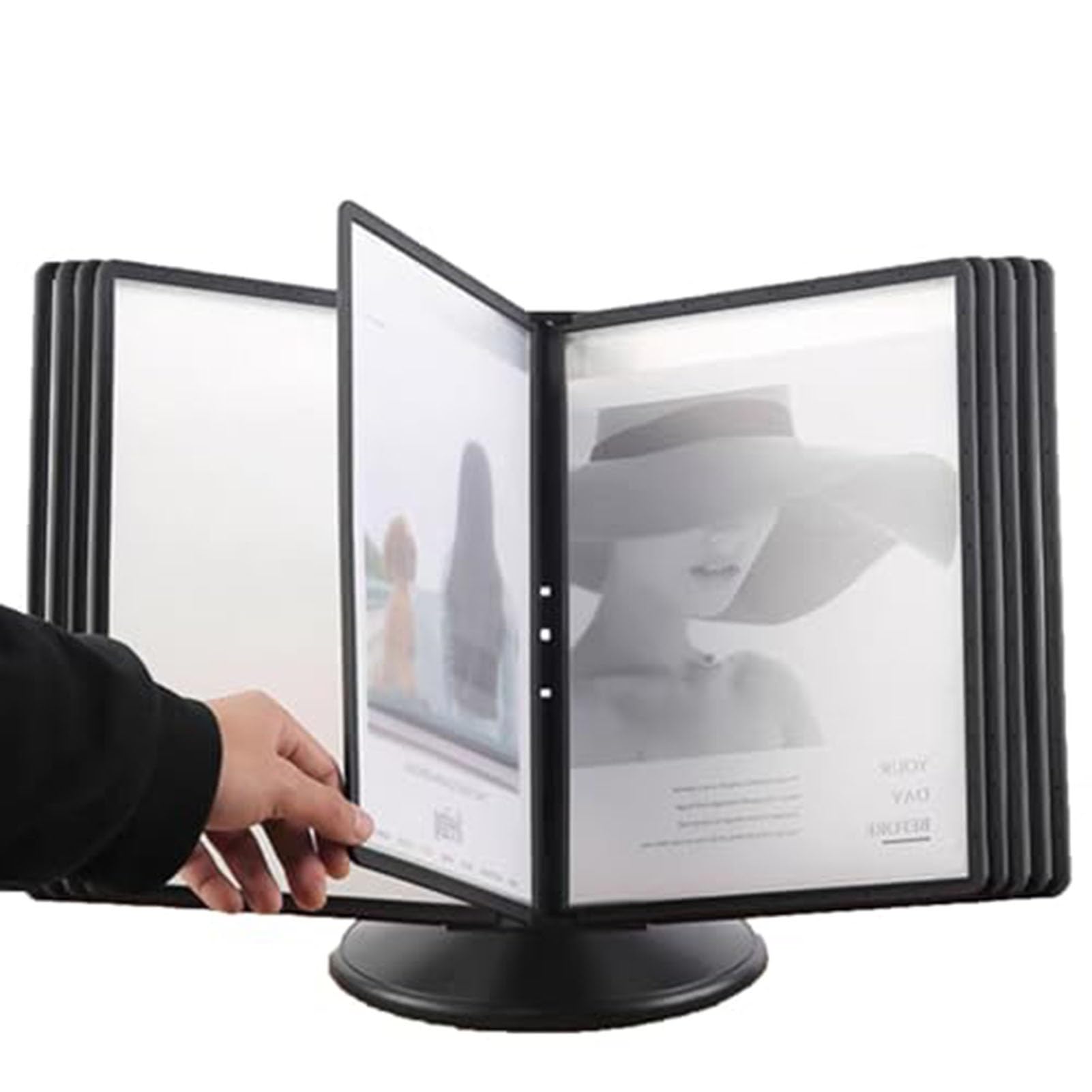 YNIYUJKL Desktop Reference Organizer Find Display Document Holder, 20 Display Pockets, Adjustable Desk Flip File Holder, Catalog Display Rack