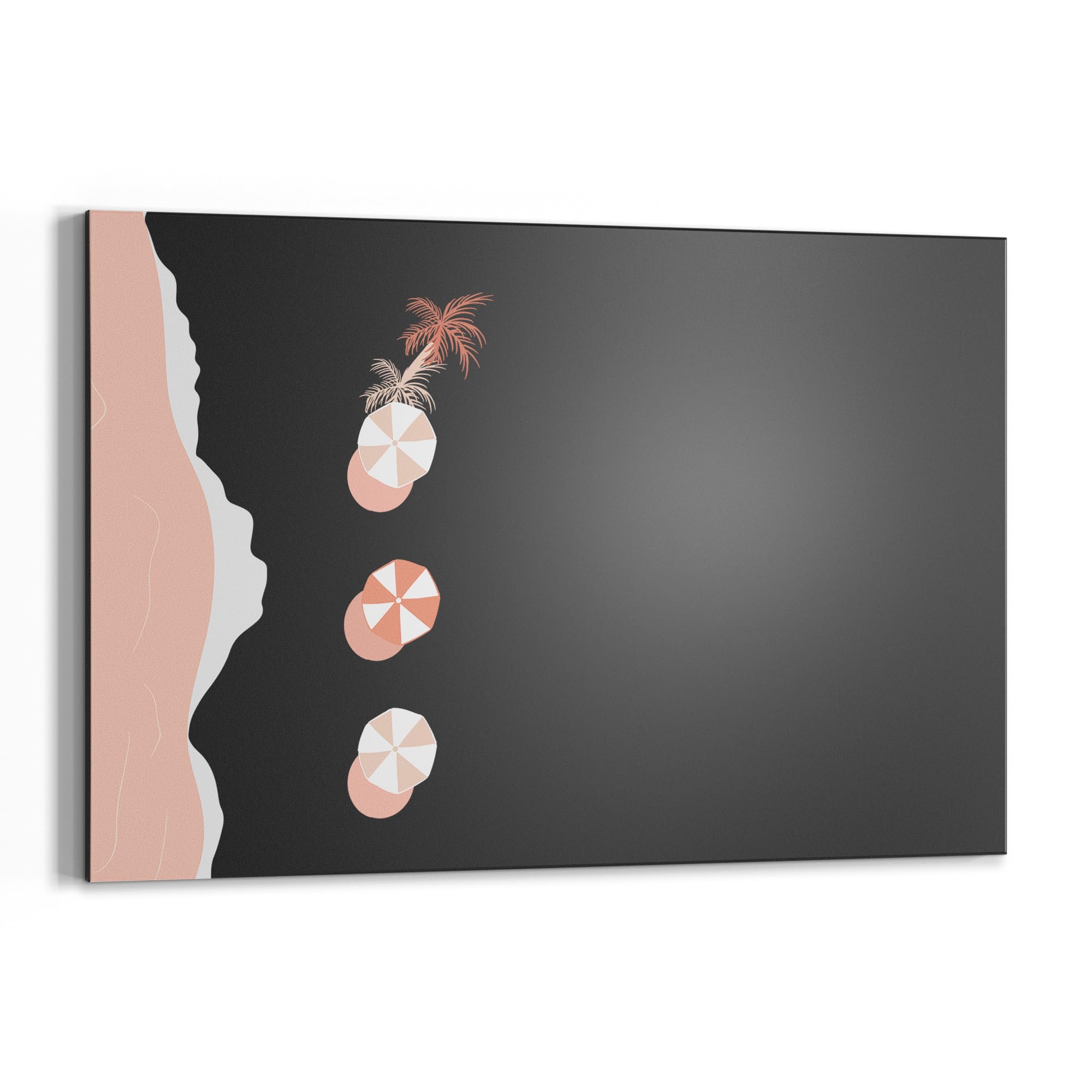 DEQORI Magnetische Kreidetafel mit UV-Druck | Motiv Küstenruhe in Rosa | Design rechteckig 90x60 cm | Kreide Metalltafel beschreibbar – Wanddeko für Küche, Flur, Kinderzimmer & Büro