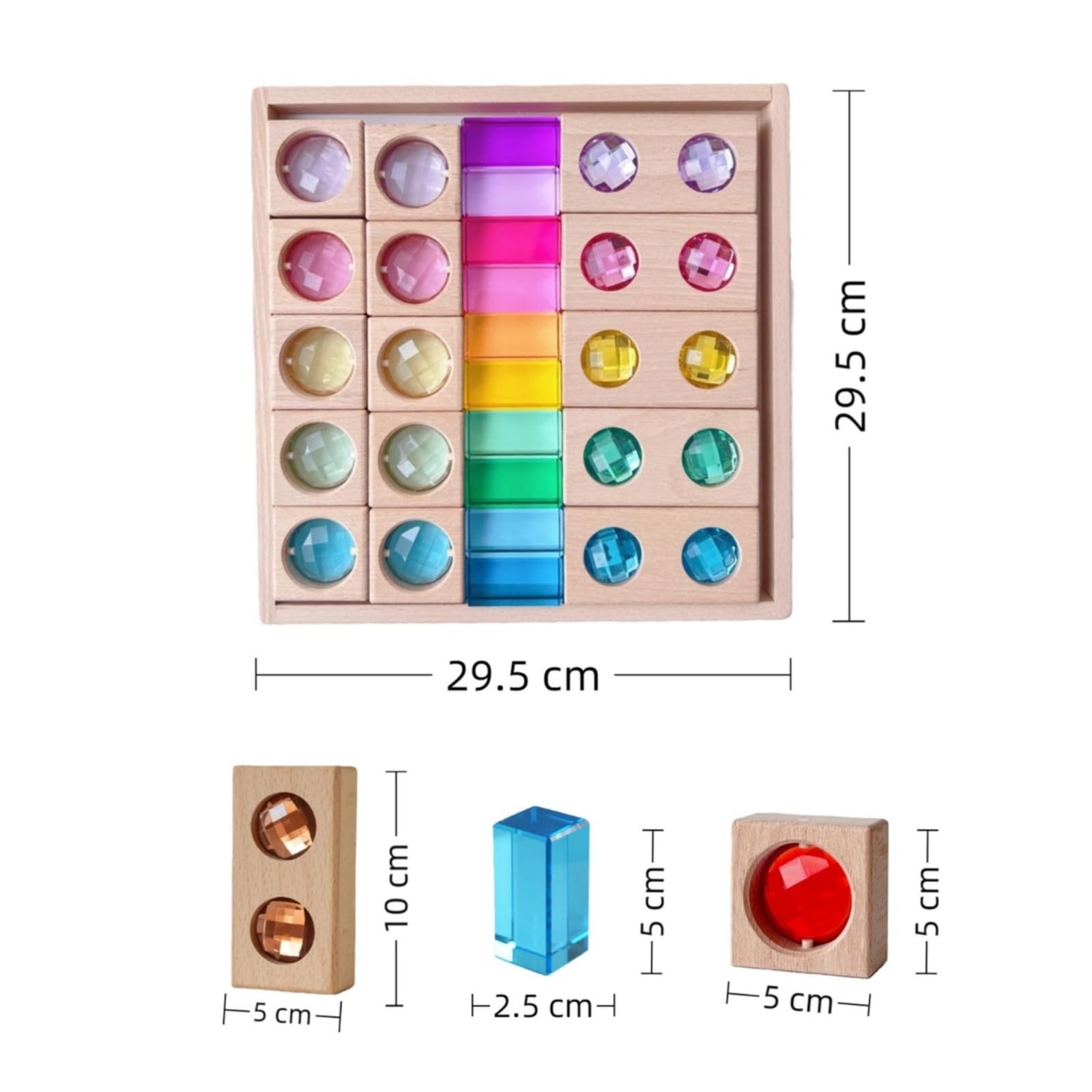 Sinnes-Stapelspiel Natur Sortierbrett Feinmotorik Pädagogisch-Steckspiel, Pastell-Edelsteine Und Holzblöcke Set 4
