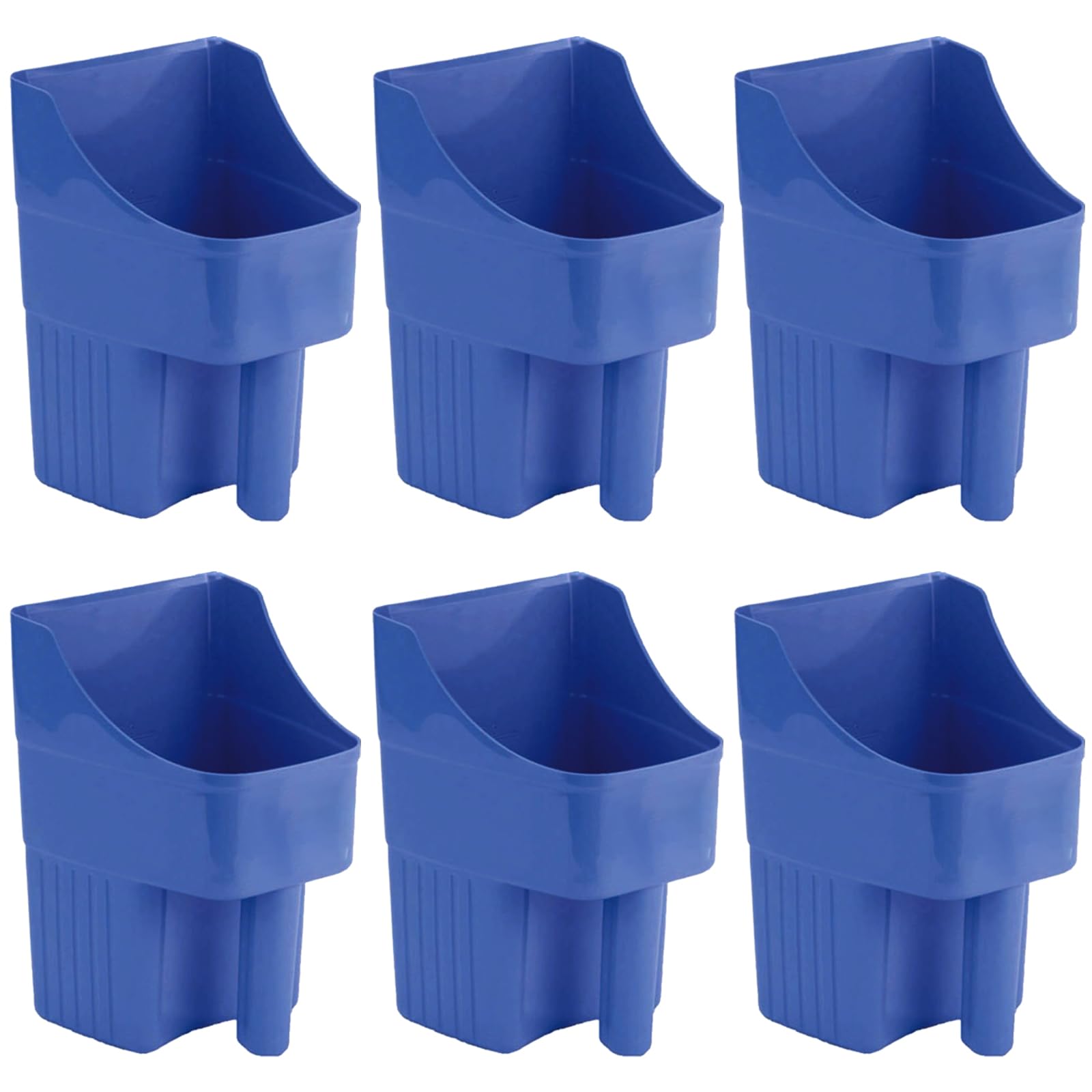 6 Pcs Plastic Enclosed Feed Scoop for Livestock Heavy Duty Grain Scoop 2 Quart Large Stackable for Horse Goat Dog Animal Ranchers Farmers (Blue)