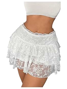 Amazon.com: SHENHE Women's Floral Lace Mini Skirt Y2k Low