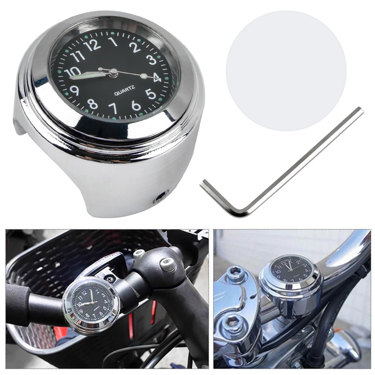 Horloge Moto Guidon HENGBIRD - Alliage Aluminium Argenté - Pour Guidon 22-25mm - Étanche