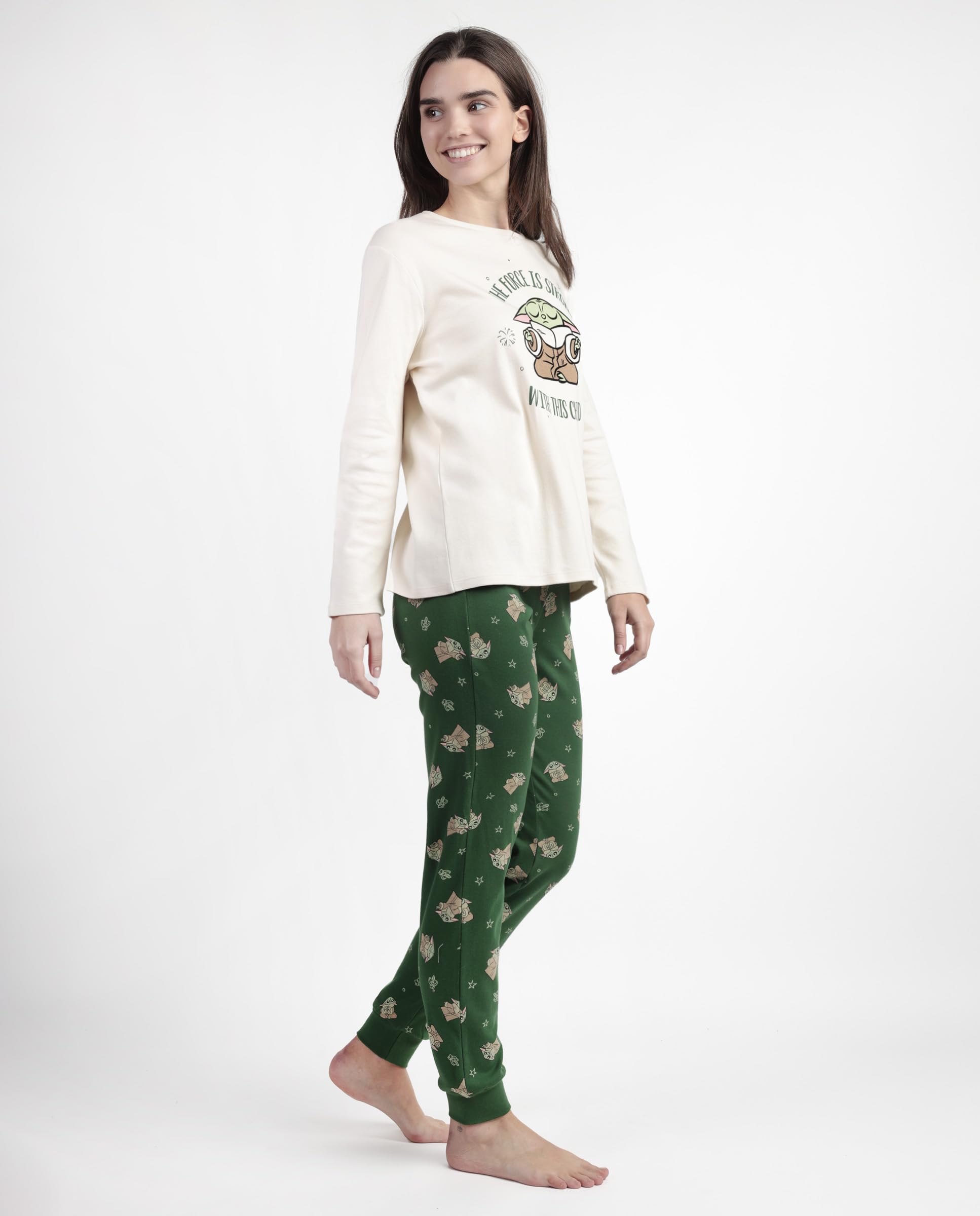 Star Wars Mandalorian Pijama Manga Larga grogu Cute para Mujer