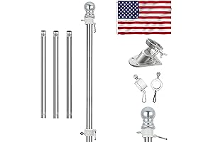 3x5 American Flag Kit, Flag and Flagpole Set 100% Polyester Flag with...