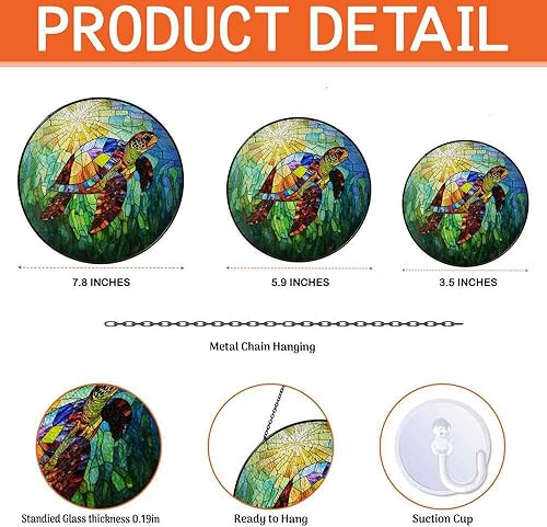 Miniatura 2 de Adornos de tortuga marina con vitrales, regalos de decoración de tortugas marinas para mujeres, hombres, amantes de los animales, decoraciones