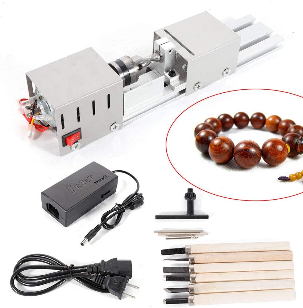 Mini Lathe Beads Polisher Machine DIY CNC Machining for Table Woodworking Wood DIY Tool Lathe Standard Set