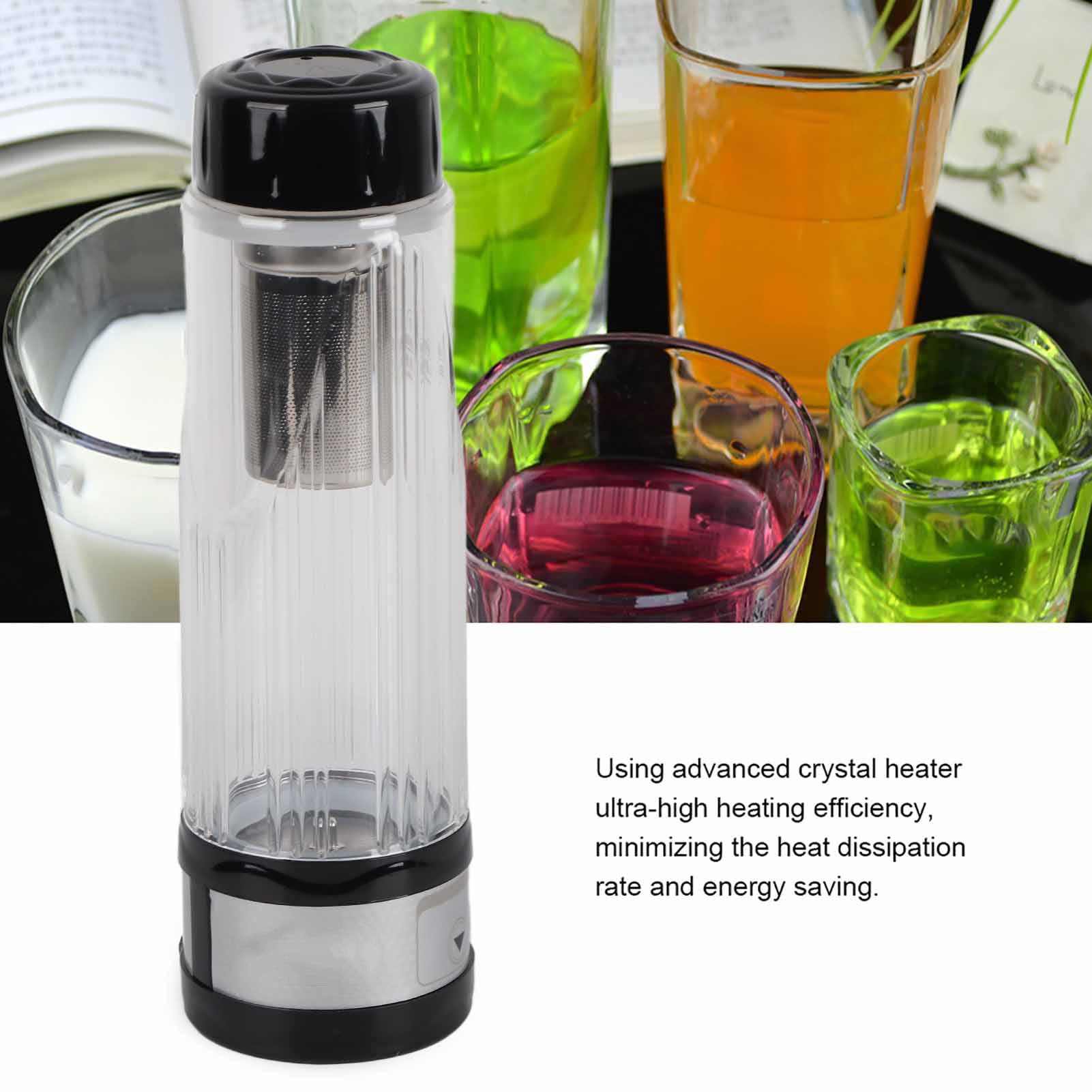 Hervidor Eléctrico Para Automóvil De 420 Ml, Calentador De Agua Portátil Para Automóvil De 12 V/24 V, Taza De Café Calentada Con Temperatura Ajustable De 95W(Negro)