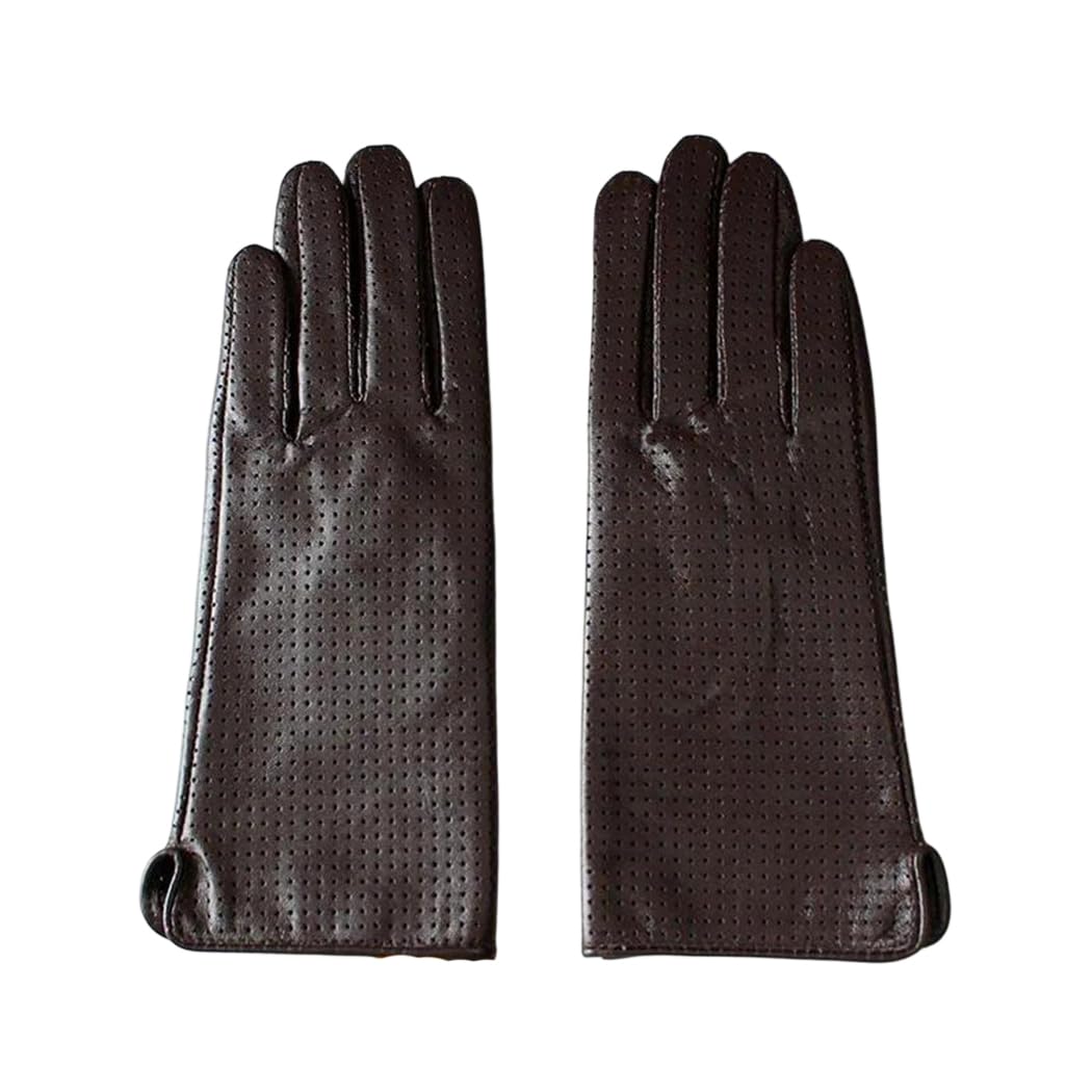 Guantes de conducción de piel de oveja para mujer, con forro de seda fina, para verano, motocicleta, protección solar, guantes antideslizantes