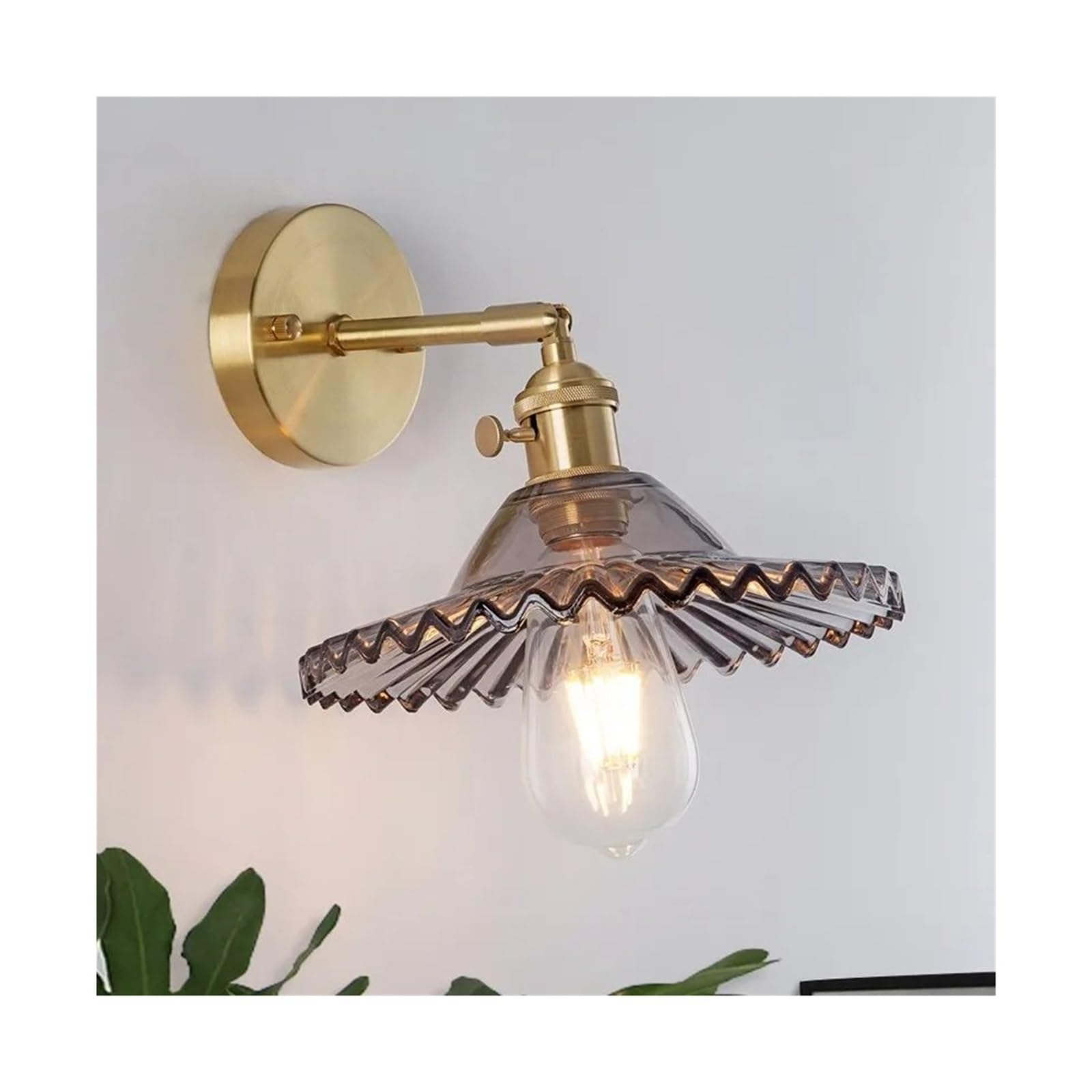 CWCQGH Wall Sconces, Wall Lights Copper Glass LED Wall Lights Bedroom Bathroom Mirror V-intage Wall Lights Sconce,C