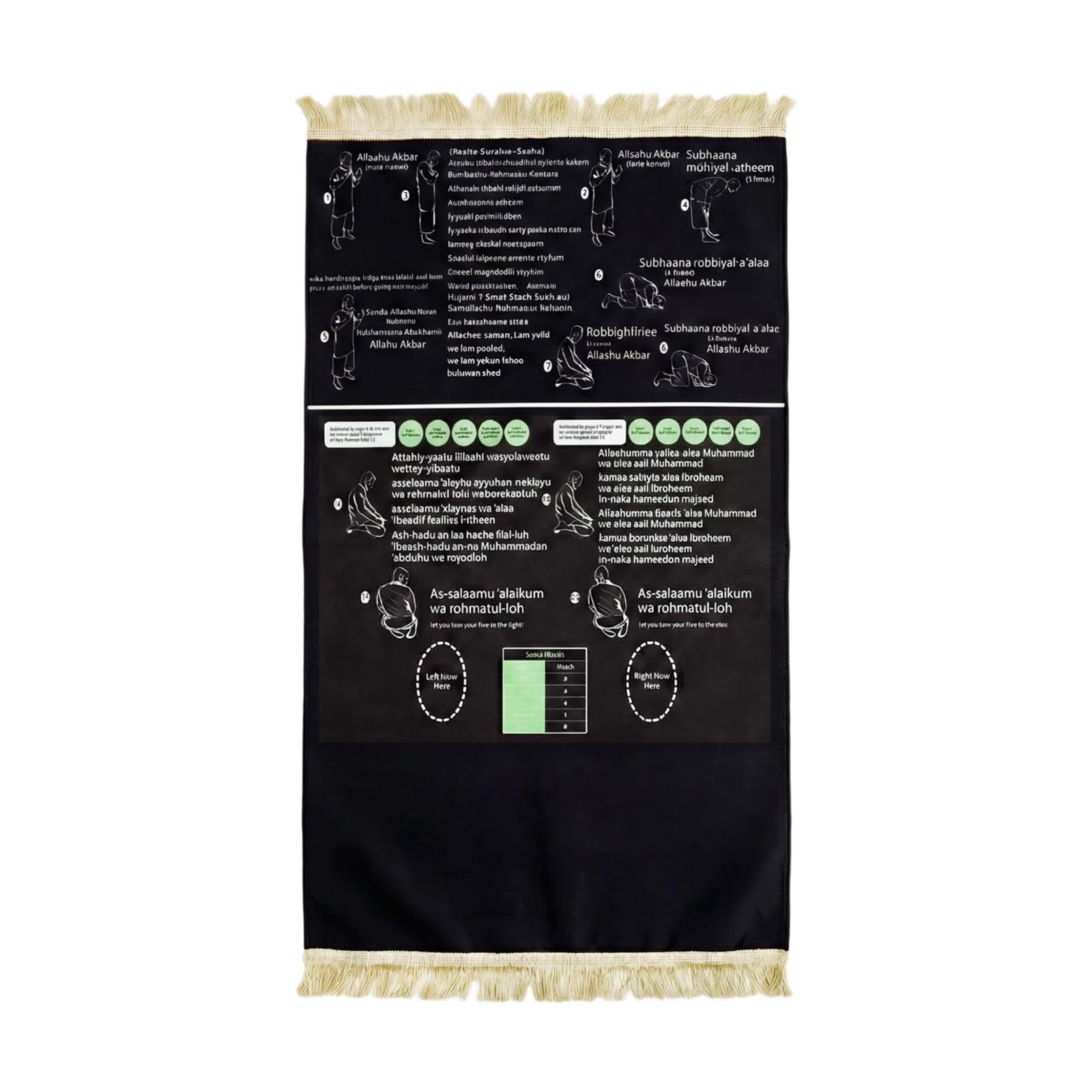 Greabuy Step by Step Learn to Pray Muslims Prayer Mat Foldable Educational Carpet for Mussallah Muslims Ramadans or Eid Gift Prayer Pad