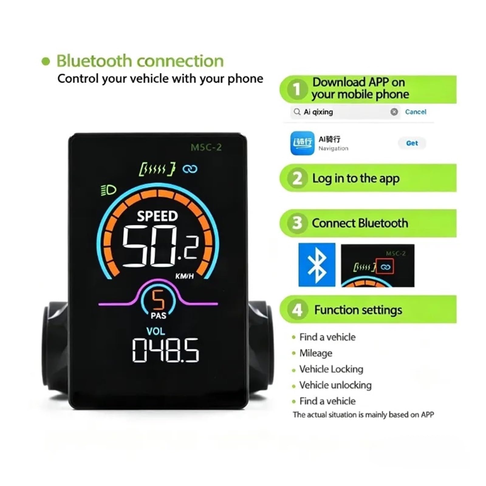Contachilometri digitale M5C-2, display LCD a colori cablato abilitato Bluetooth con funzione antifurto elettronica for bici elettrica(Bluetooth-6PIN)