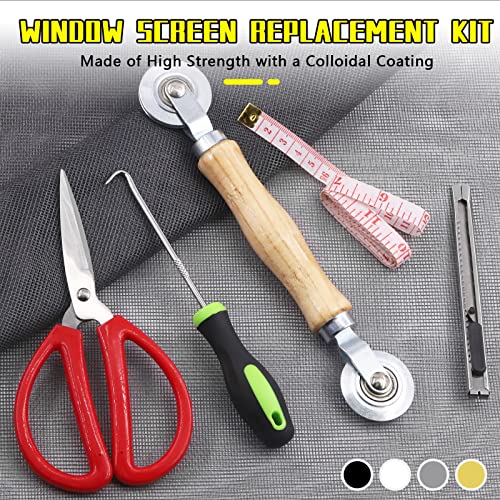 Mardatt 5 Pcs Window Screen Door Replacement Kit With Standar Spline, Roller, Scissors, Hook, Ruler And Cutter For Repair Window Door Screen (Install Tool) #TOP5