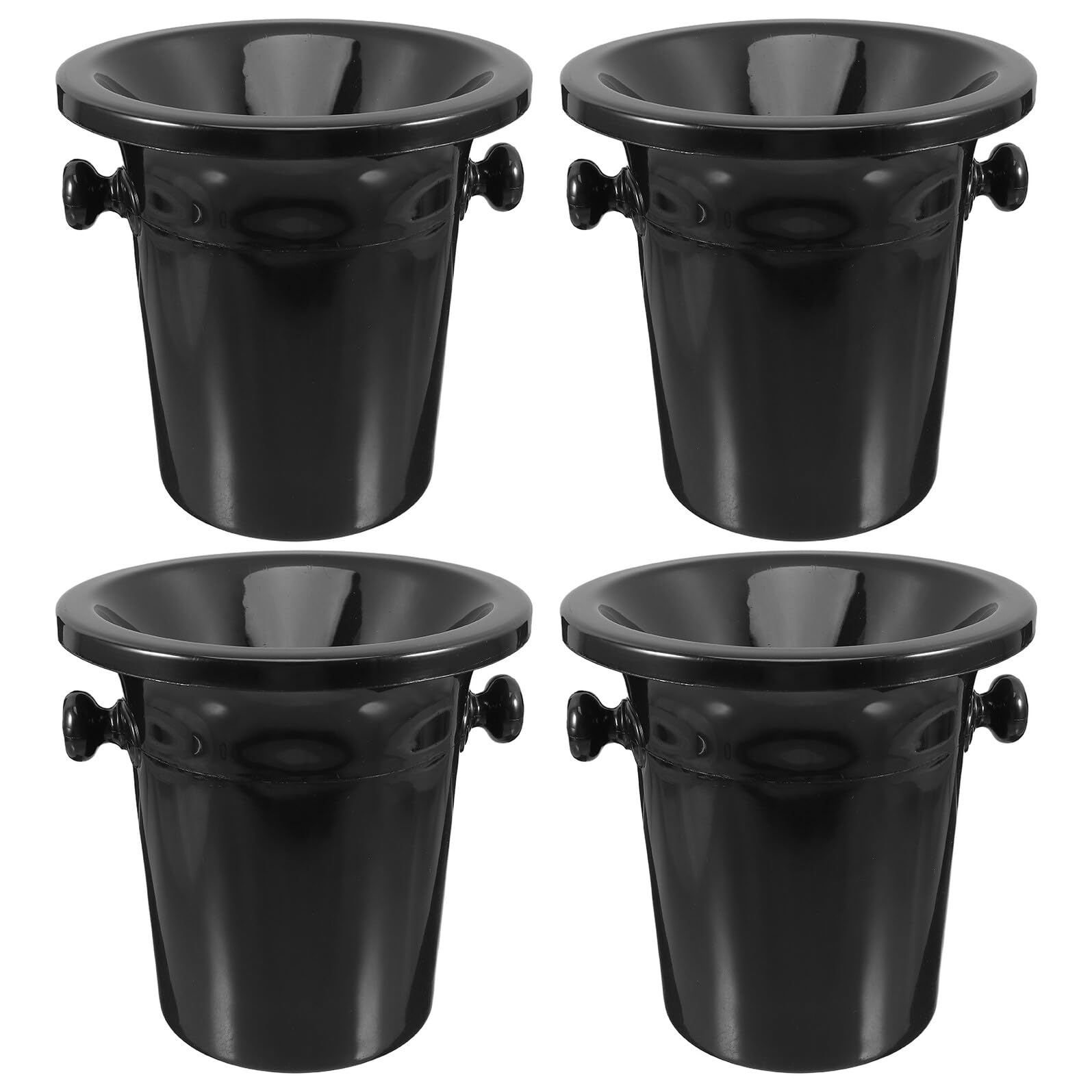 Cubos de Hielo Negros para Cata de Vinos, Escupideras de Vino de Plástico Doble Oreja, Juego de 4 Unidades, Cubitera Resistente para Bares y Fiestas
