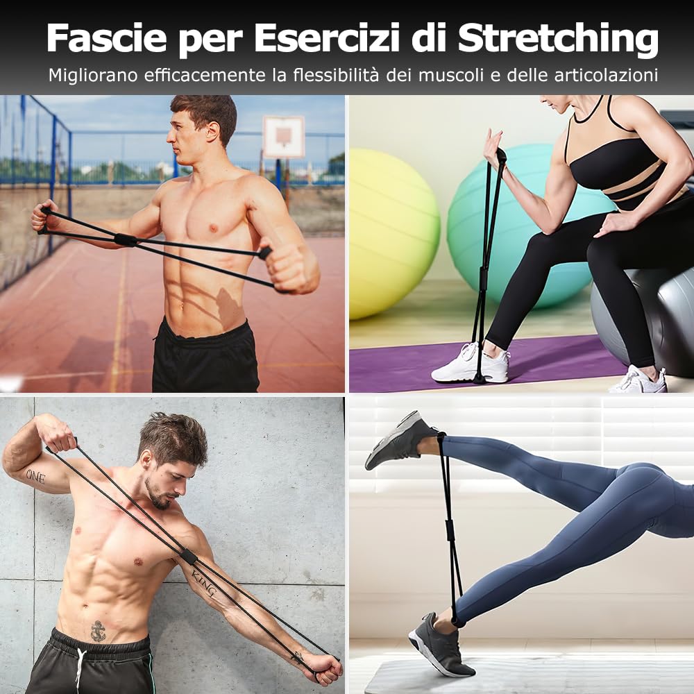 Rullo Massaggio Muscolare, Qveetry 6 in 1 Foam Roller Rullo in Schiuma Pallina Massaggiante Bastone Massaggio bande di resistenza per Stretching Yoga Pilates Rilascio Miofasciale