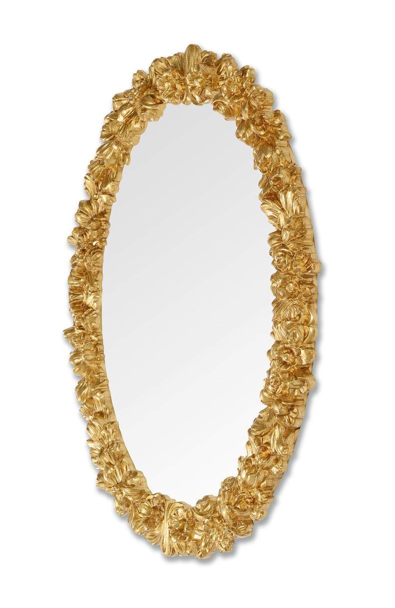 Specchio Ovale Barocco Made In Italy - Cornice Legno E Foglia Oro 63x83 Cm - Per Camera, Bagno, Ingresso - Foto 3