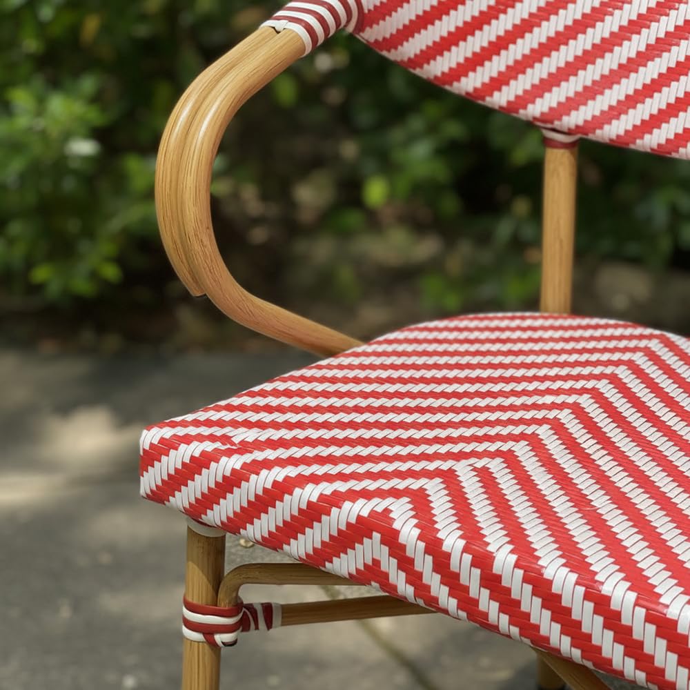 EME Sillón Bistró París Color Rojo - Estructura Resistente y Duradera de Aluminio y Asiento de textilene. Apilable. Sillón para Hostelería, Eventos y Jardín.