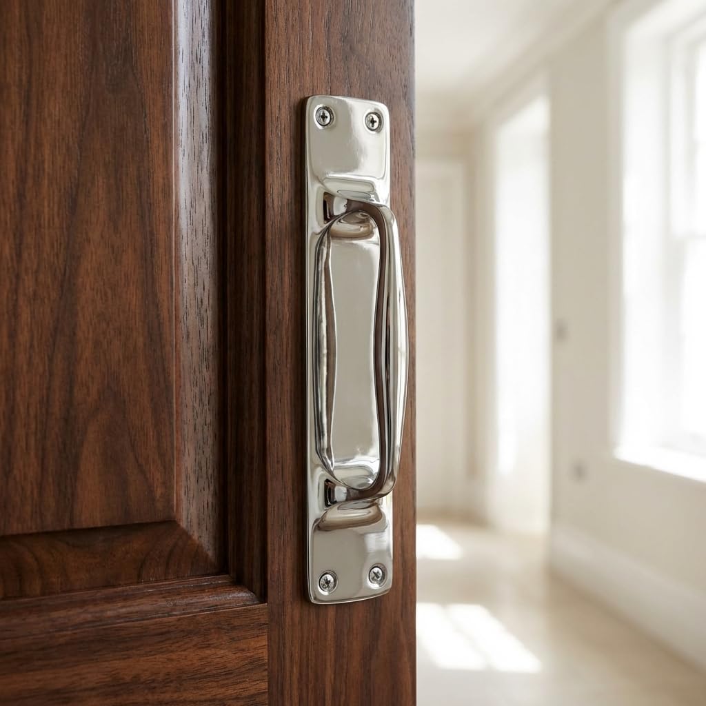 Euroart Satin Nickel Finish Pull Handle on Back Plate | Dimensions 300mm x 63mm Perfect for Both Residential and Commercial Front Doors