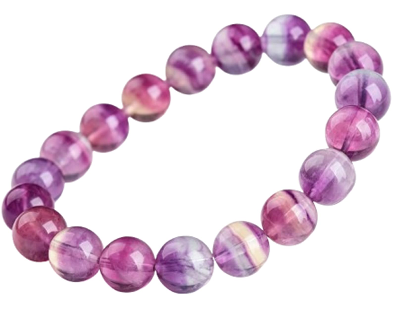 Pulsera hecha a mano fluorita púrpura arcoíris piedras de cristal natural