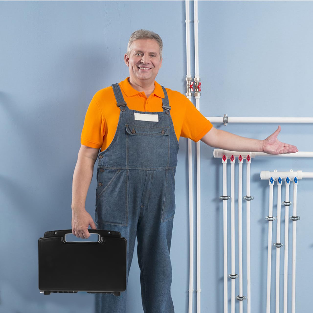 DOITOOL Caja de herramientas de plástico con asa, estuche de transporte de plástico con inserto de espuma, estuche de almacenamiento portátil de herramientas de reparación, organizador de transporte