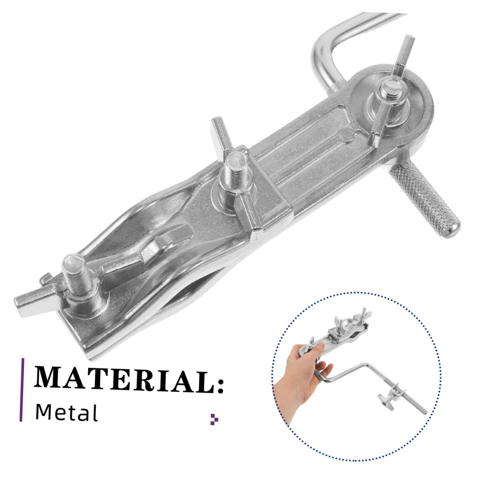 Beaupretty Soporte para Cowbell y Tamborín Ajustable con Brazo Z y Doble Varilla Abrazadera Metálica para Montaje Batería Accesorio Resistente para Percusión Escenario y Jazz