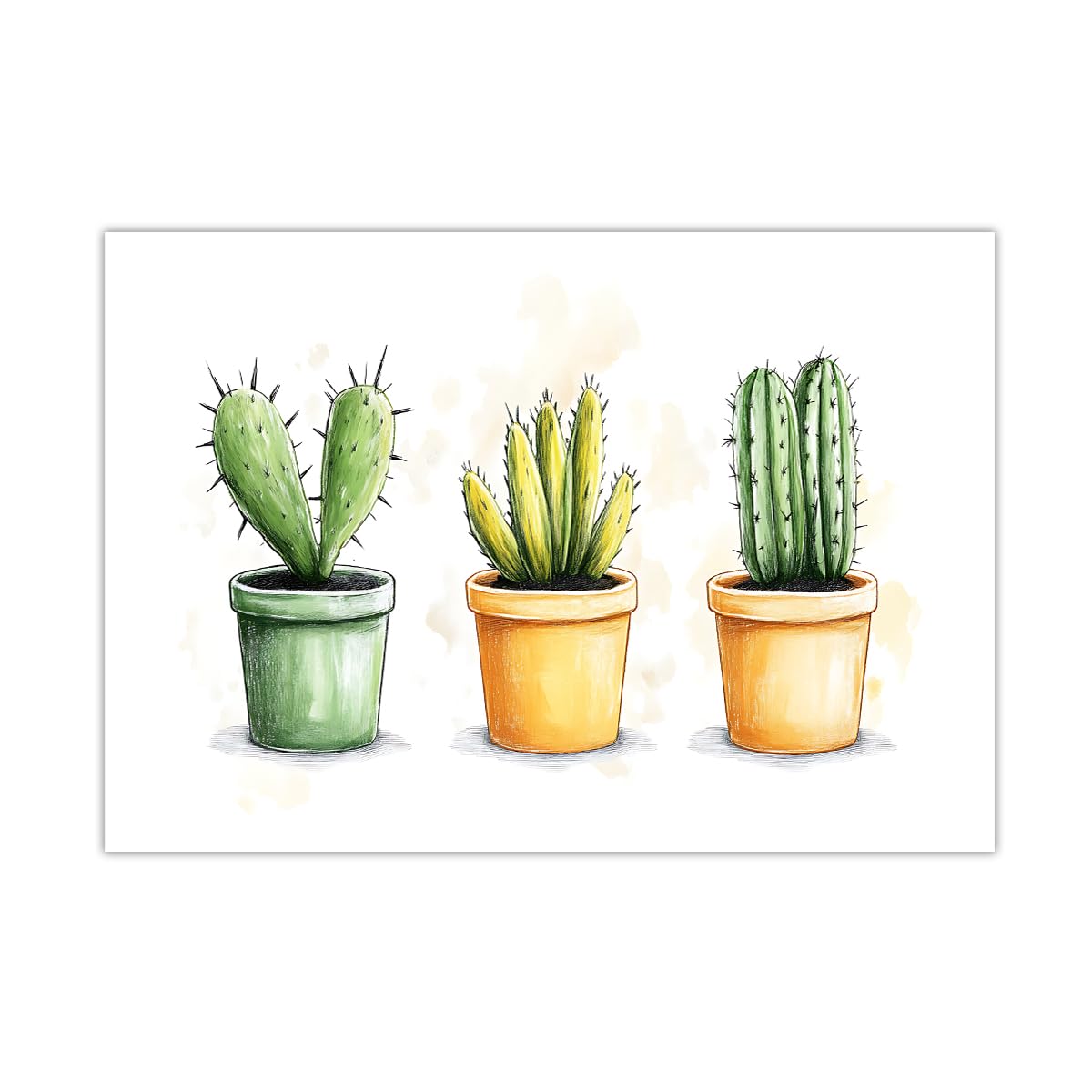 CHERHERART Succulent Illustration Elegant Poster Prints Canvas Wall Art for Bedroom Living Room Watercolour Cactus Plants Canvas Picture Artwork 30x55cm Frameless